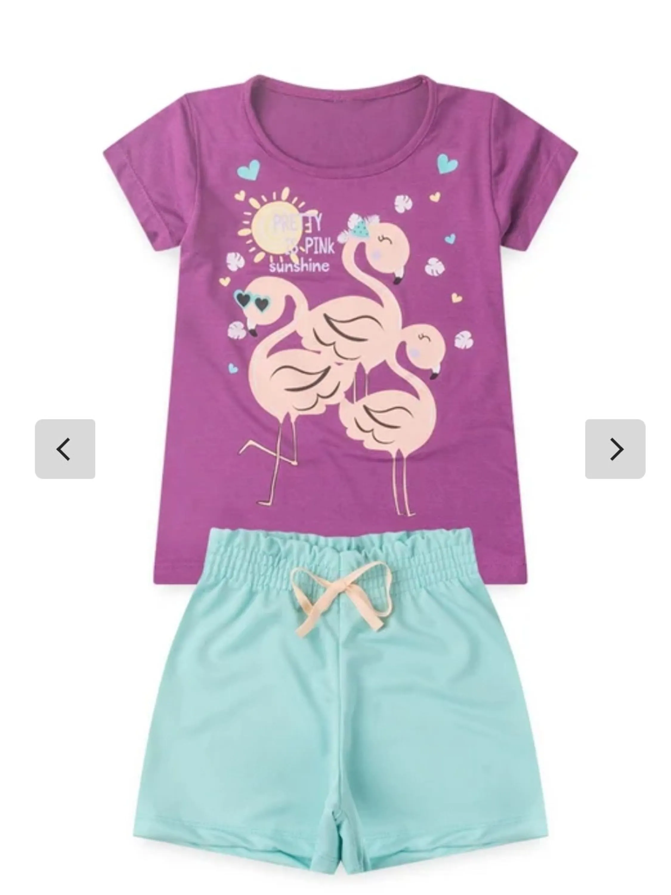 Conjunto Infantil Verão Menina Flamingos