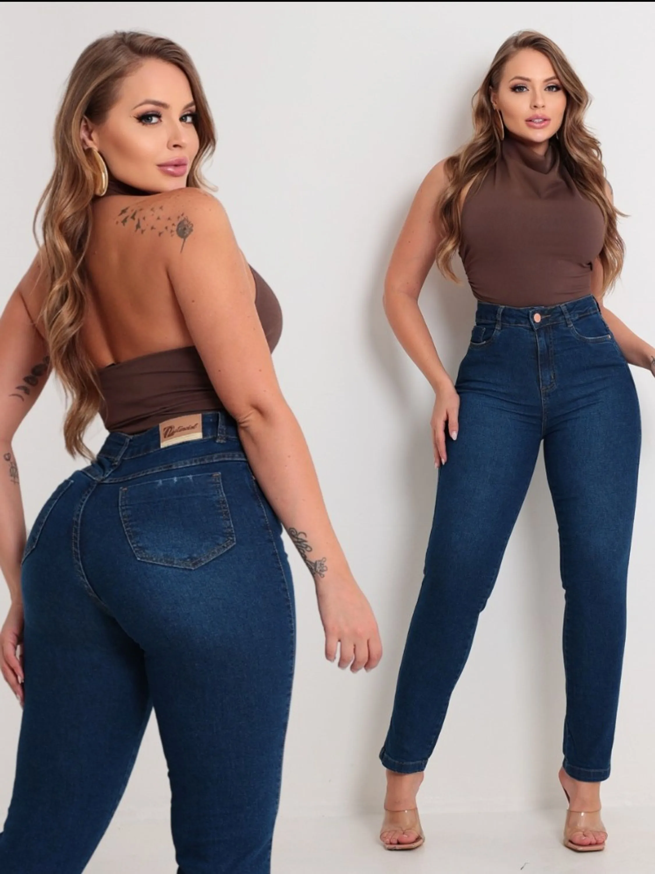 Calça Jeans Reta Feminina Cintura Alta