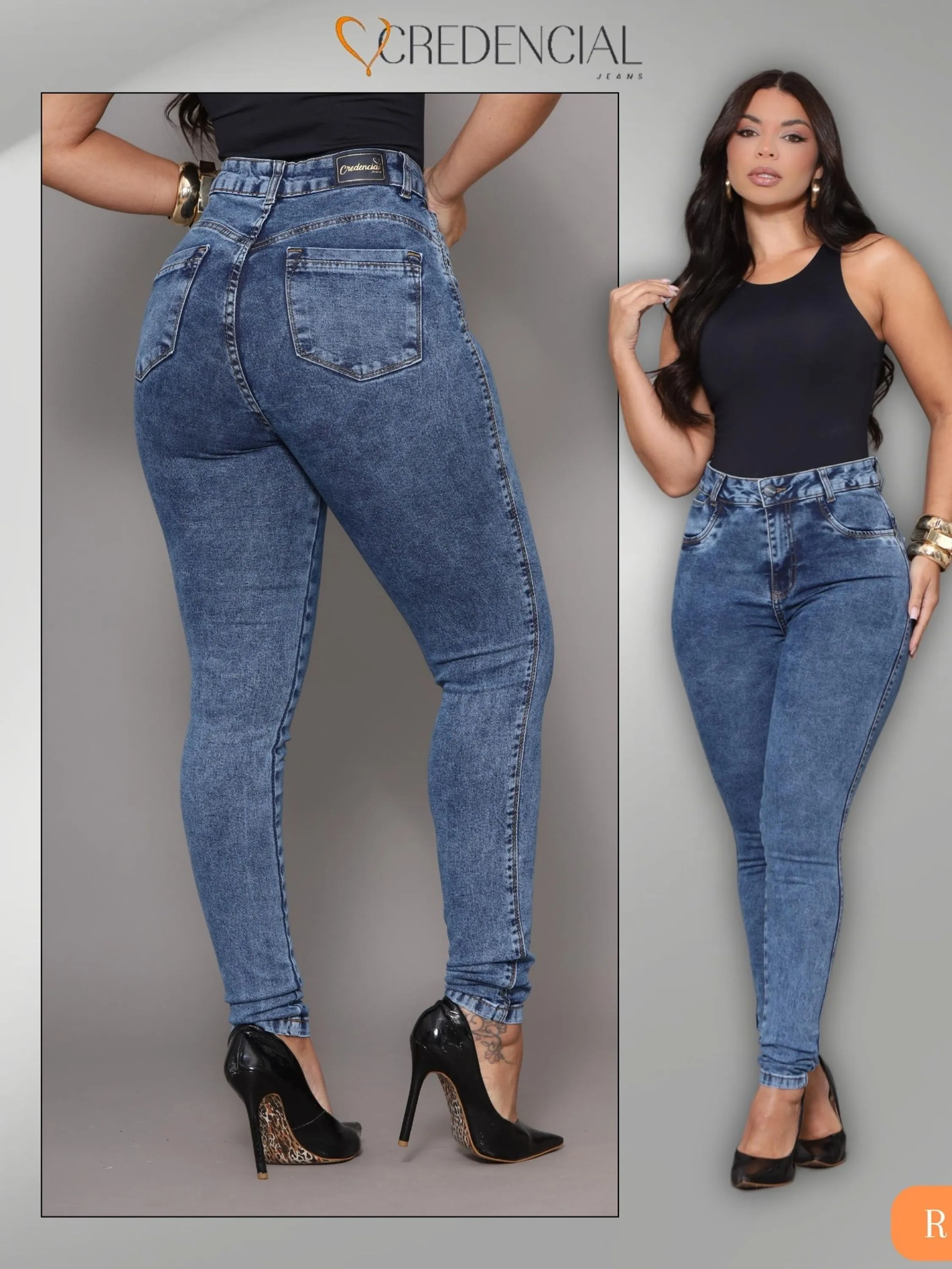 Calça Jeans Skinny Feminina Cintura Alta