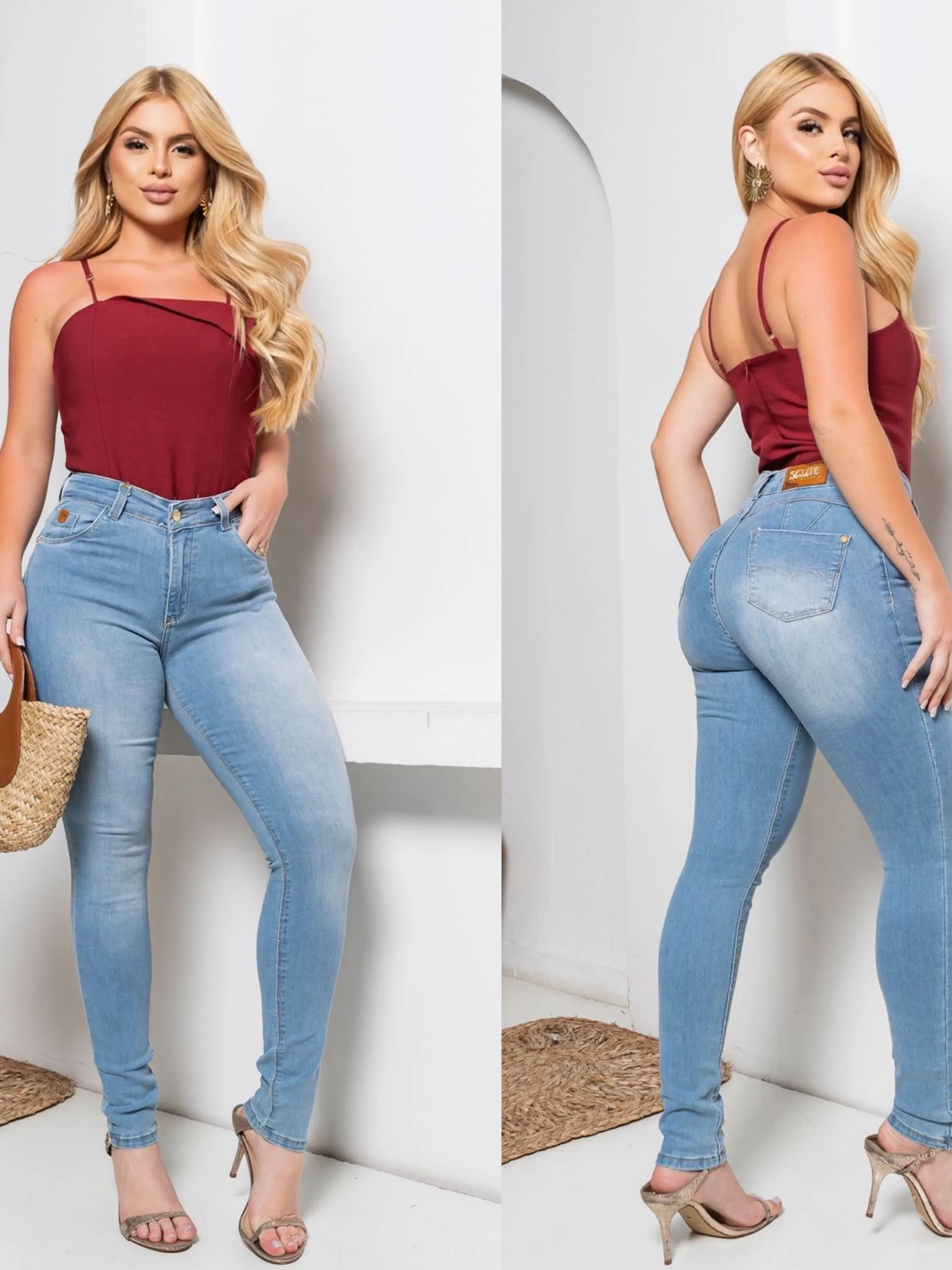 Calça Jeans Skinny Feminina Cintura Alta