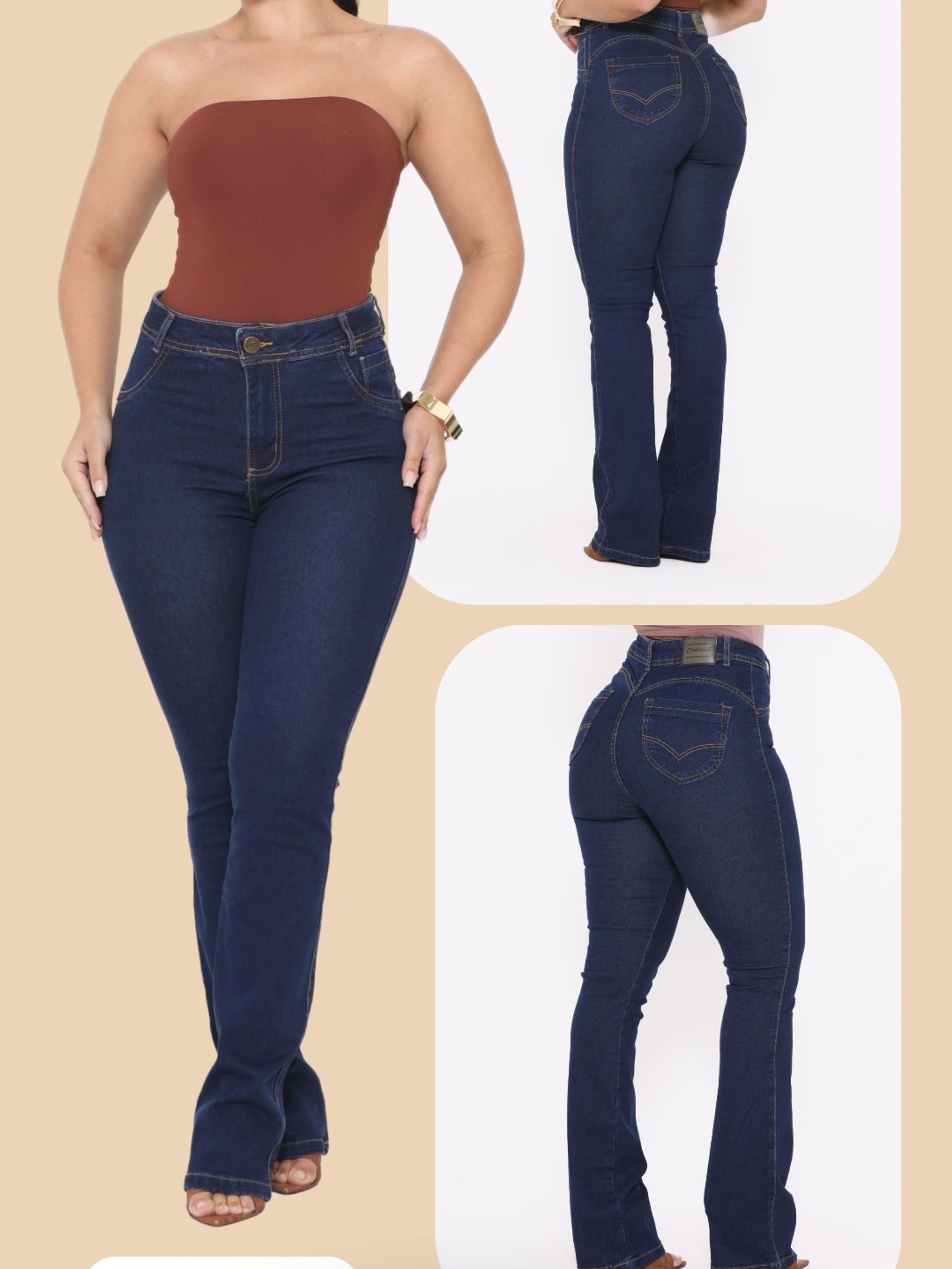 Calça jeans Flare Escura com lycra