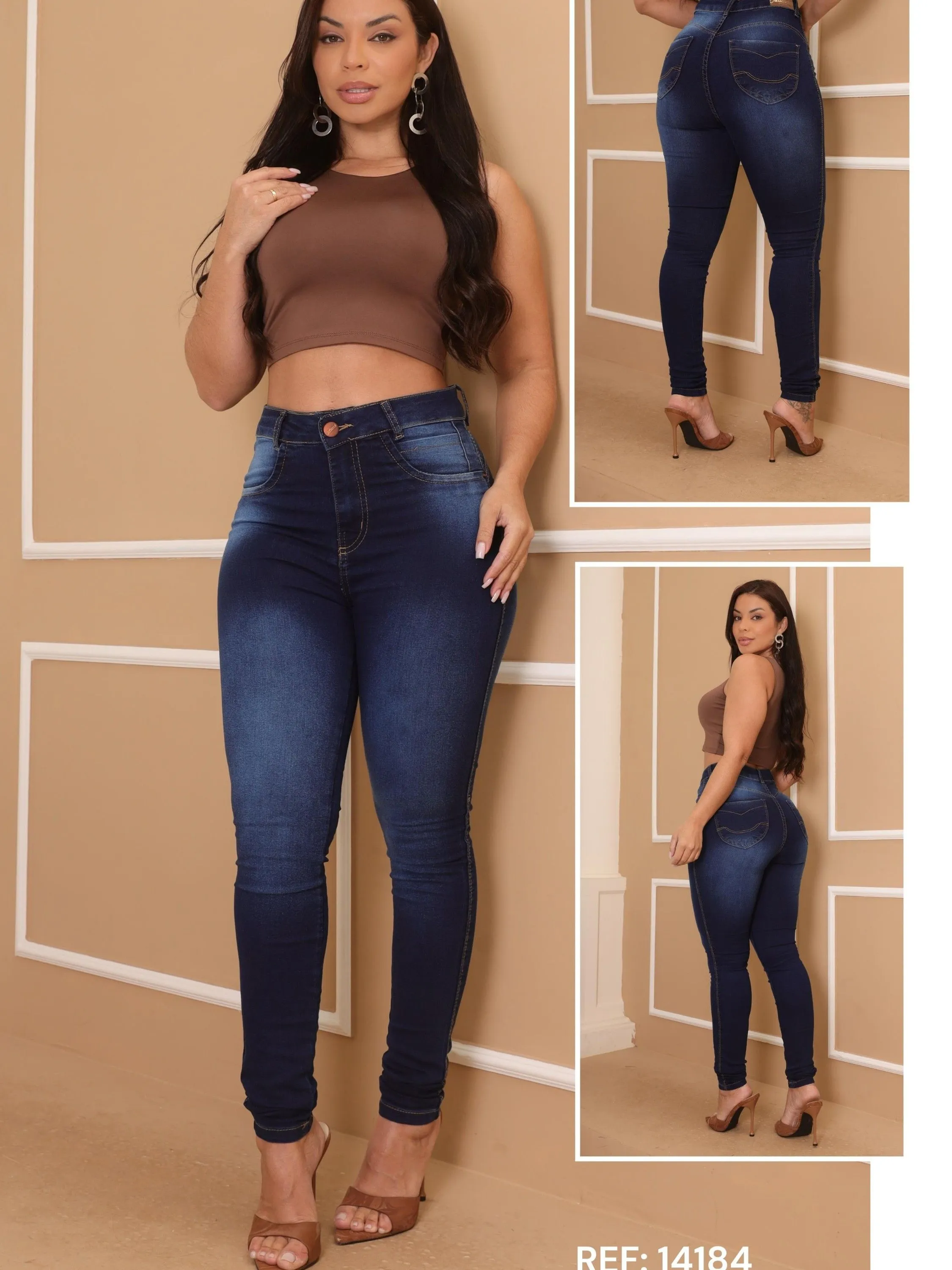 Calça Jeans skinny feminina com lycra