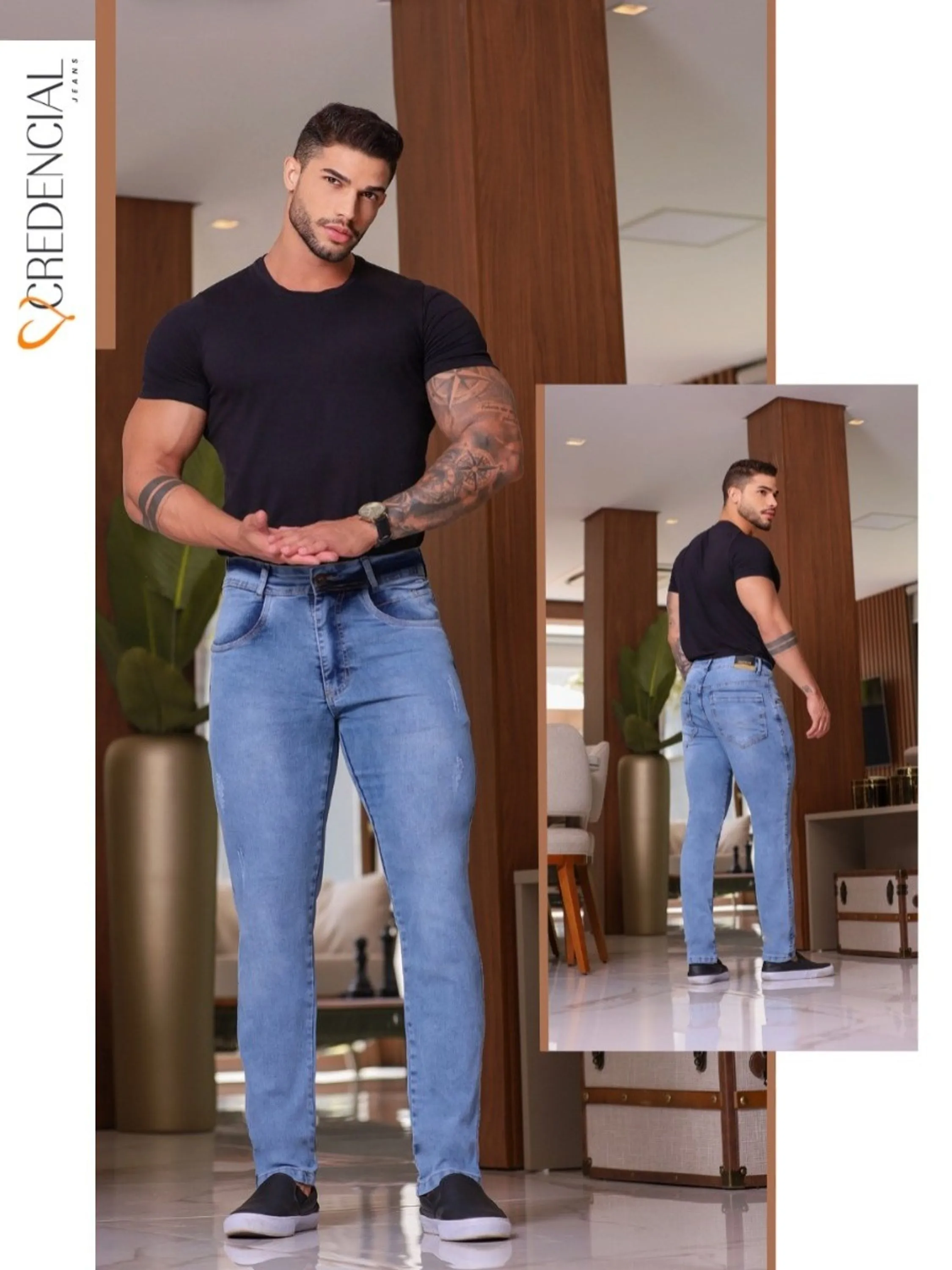 Calça Jeans Skinny Masculina Clara com lycra