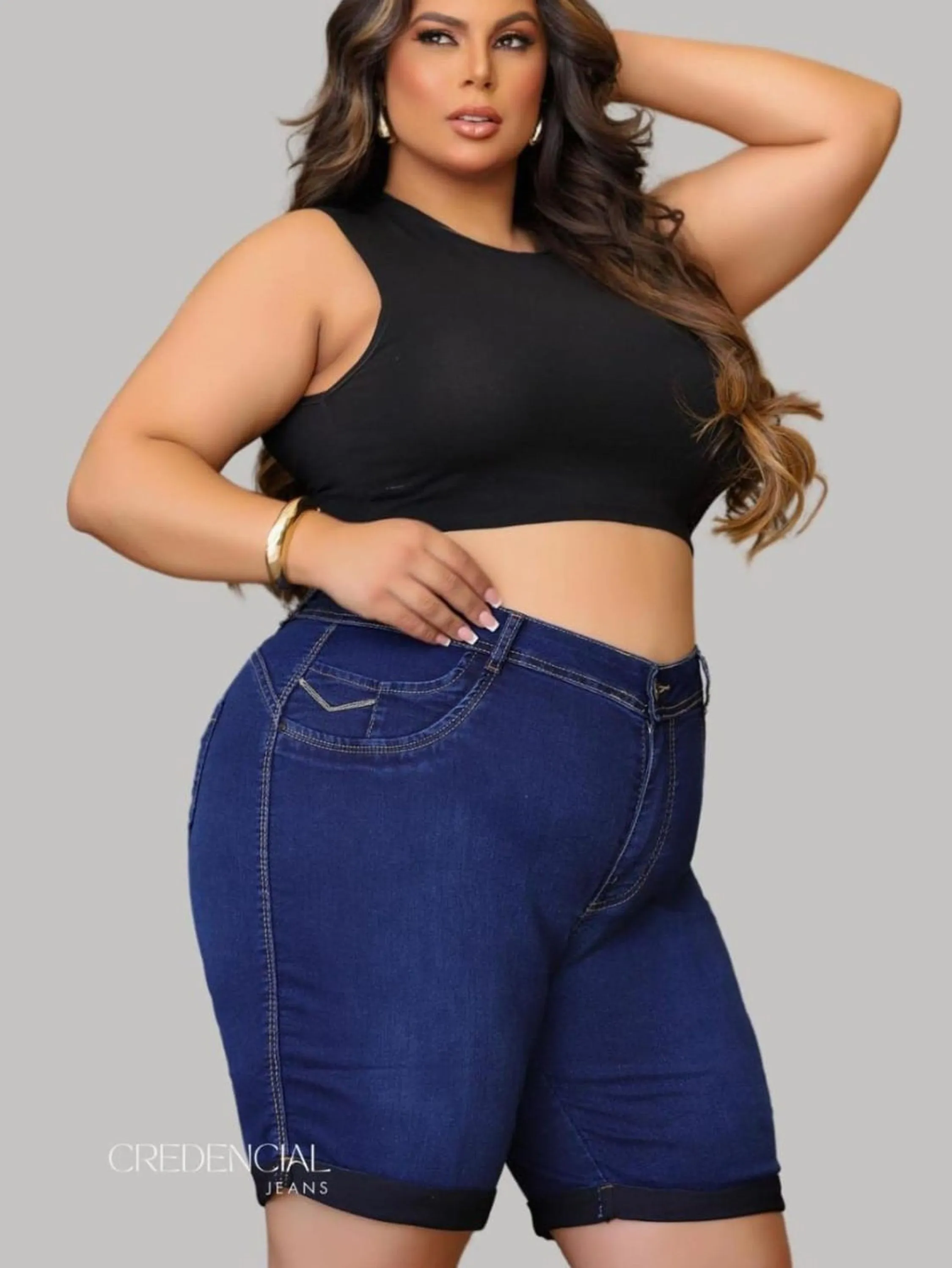 Bermuda Jeans Feminina Plus Size