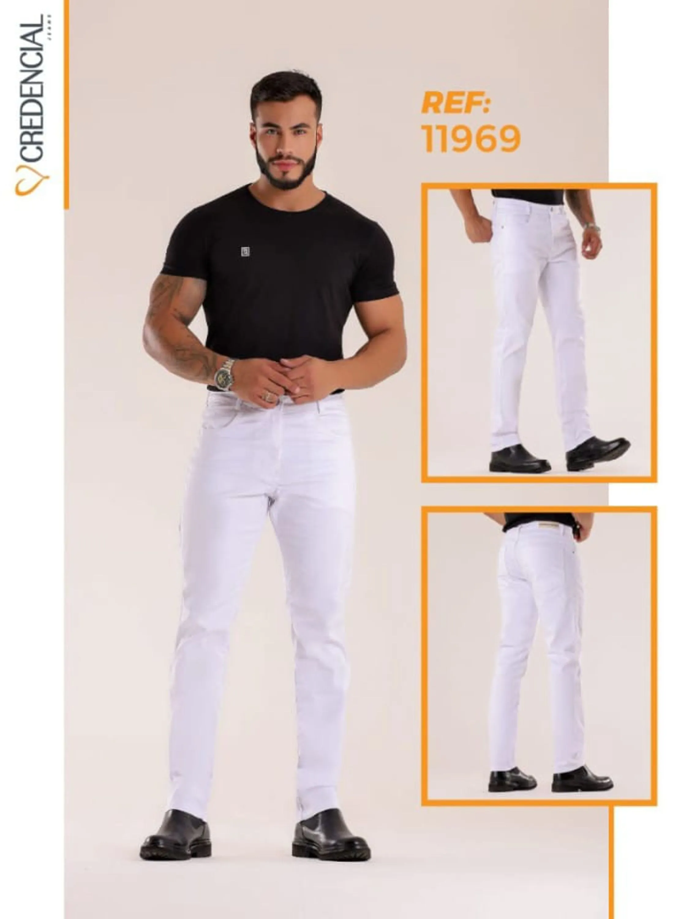 Calça Masculina Branca de Sarja com lycra