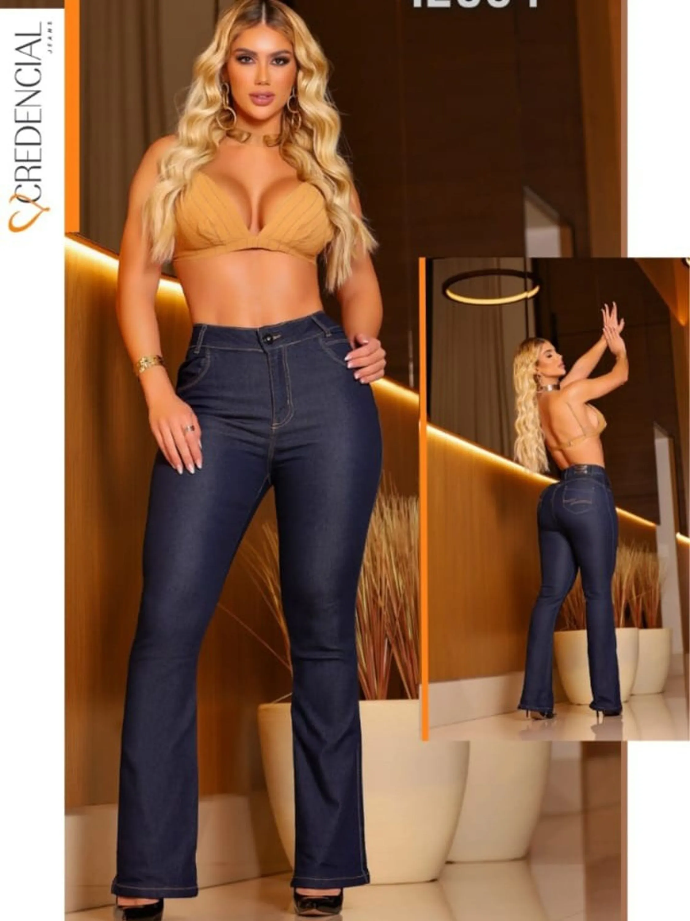 Calça Jeans Flare Escura com lycra Credencial