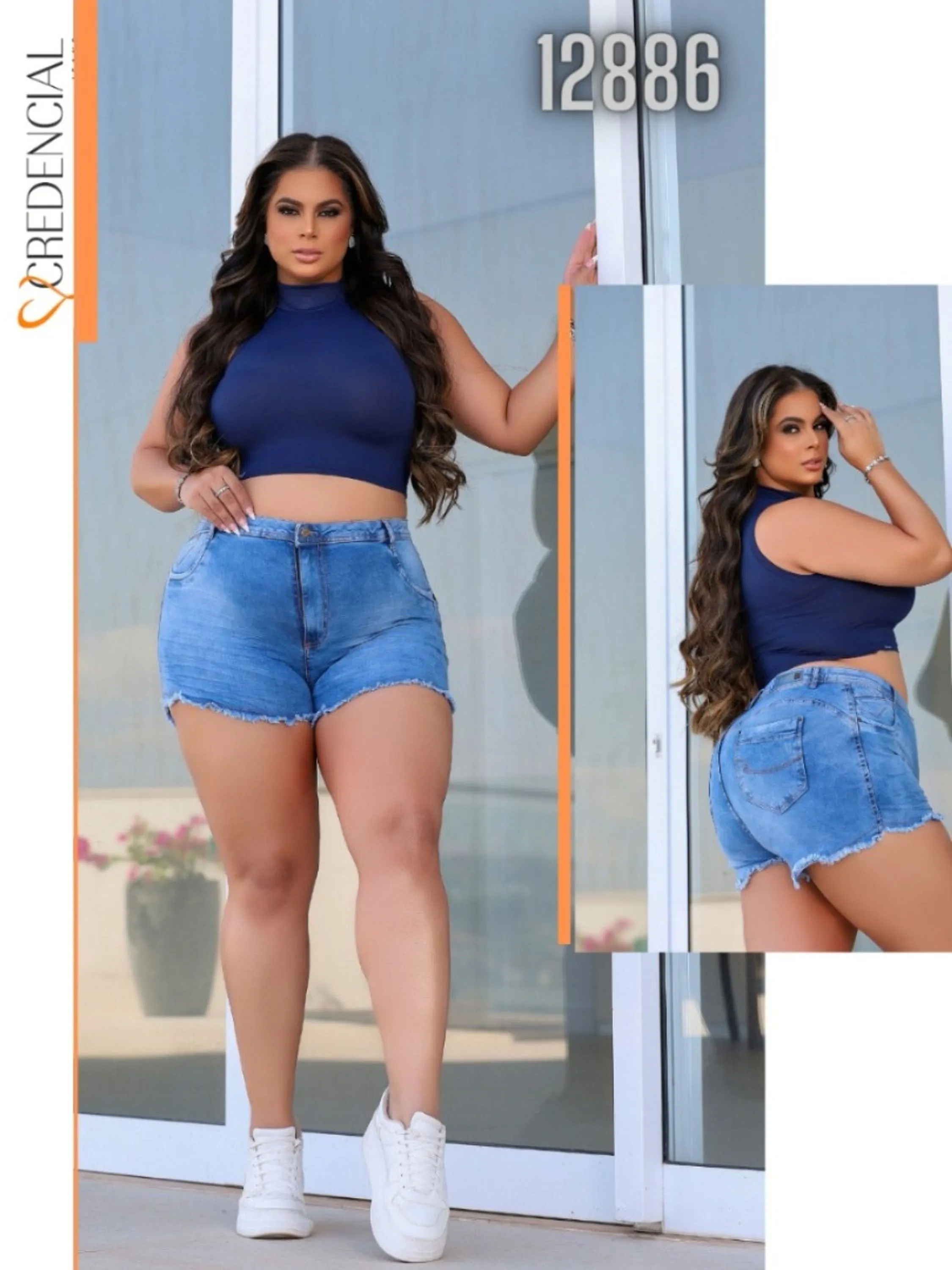 Shorts Jeans Plus Size  Barra Desfiada