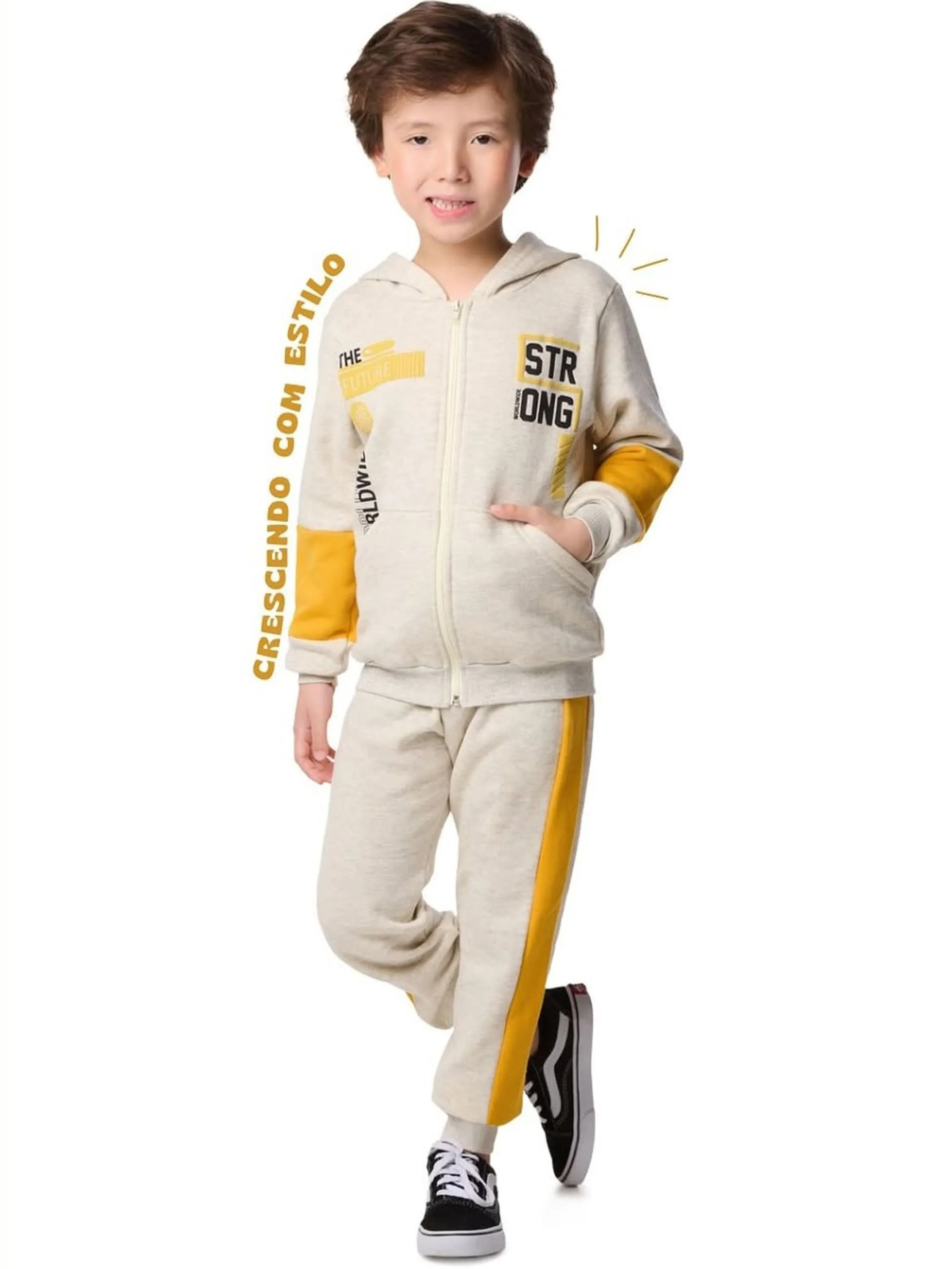 Conjunto Infantil Moletom Flanelado com zíper e capuz
