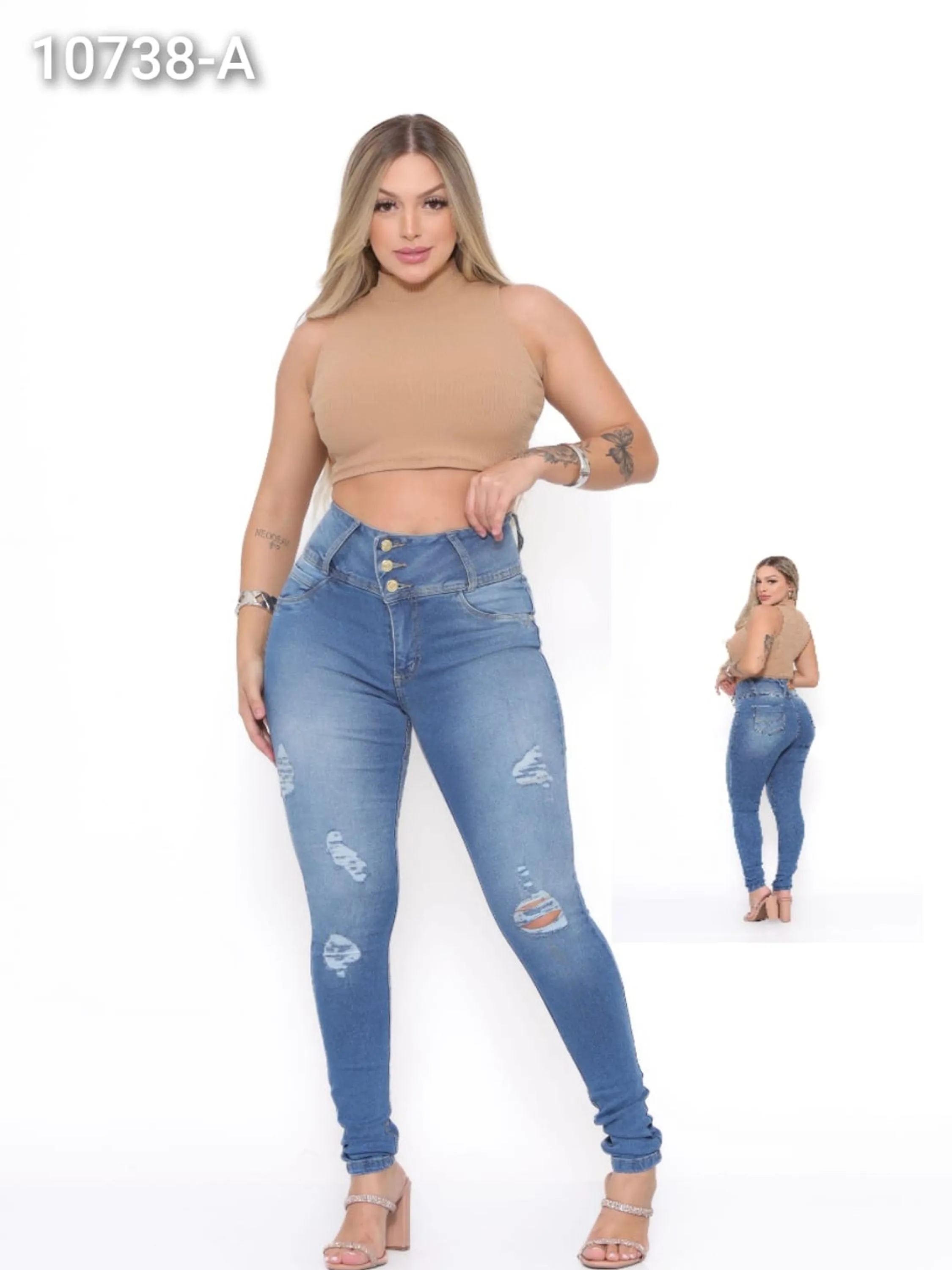 Calça Jeans feminina Skinny cós largo