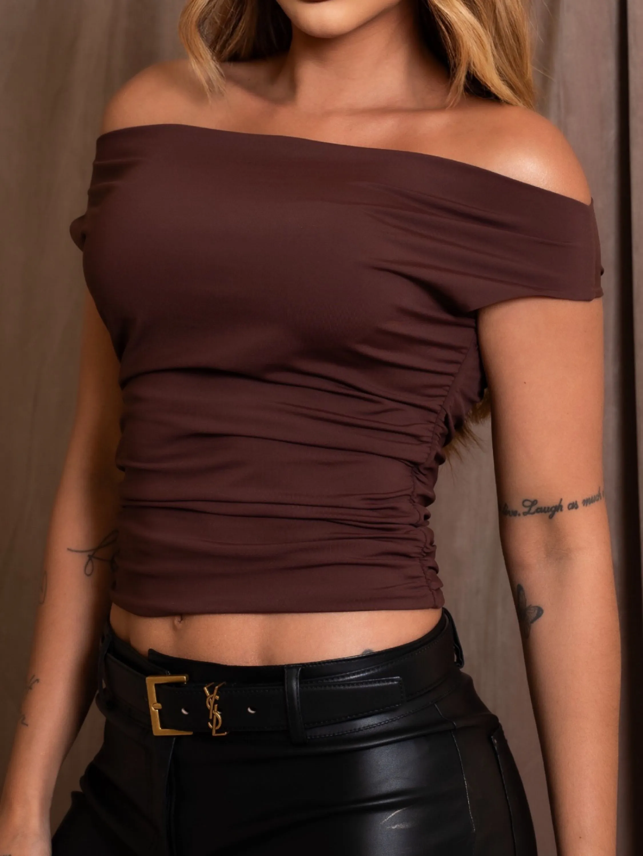 Blusa Cropped Jade Ploliamida Ombro a Ombro GL