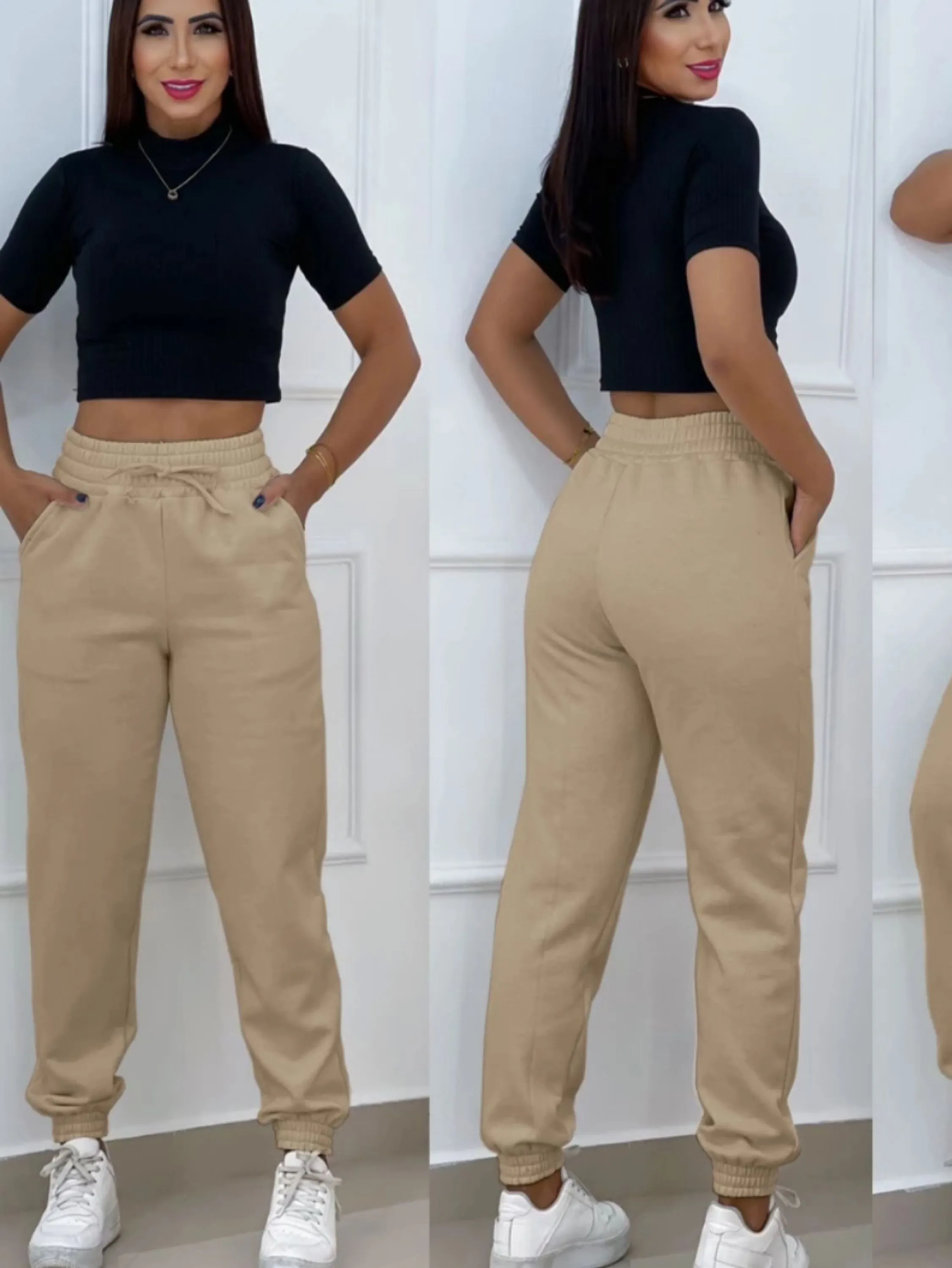 Calça Jogguer Flanelada Moletom Inverno Estilosa Confortável