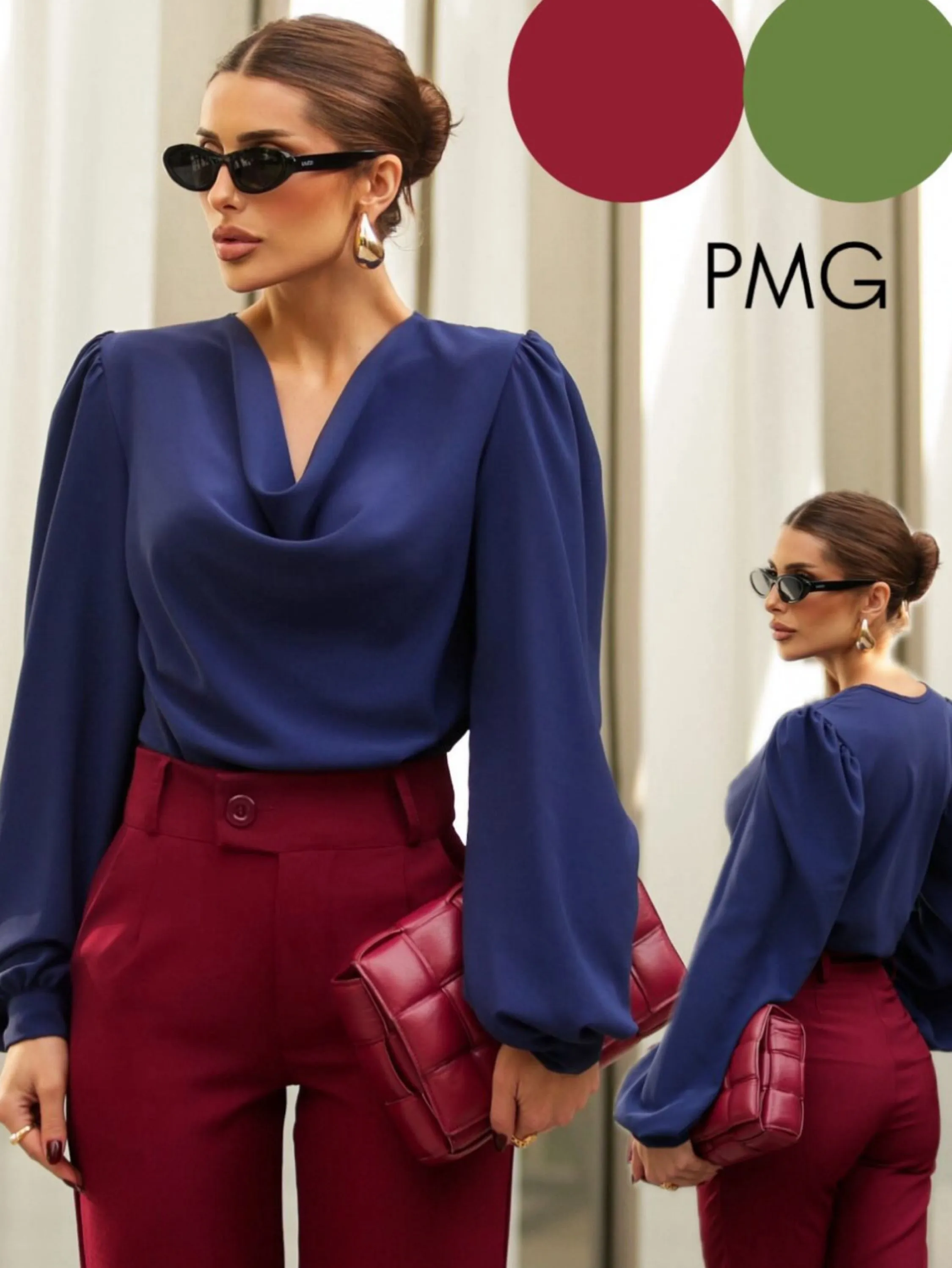 Blusa Mavie Seda Elegância Feminina Manga Longa