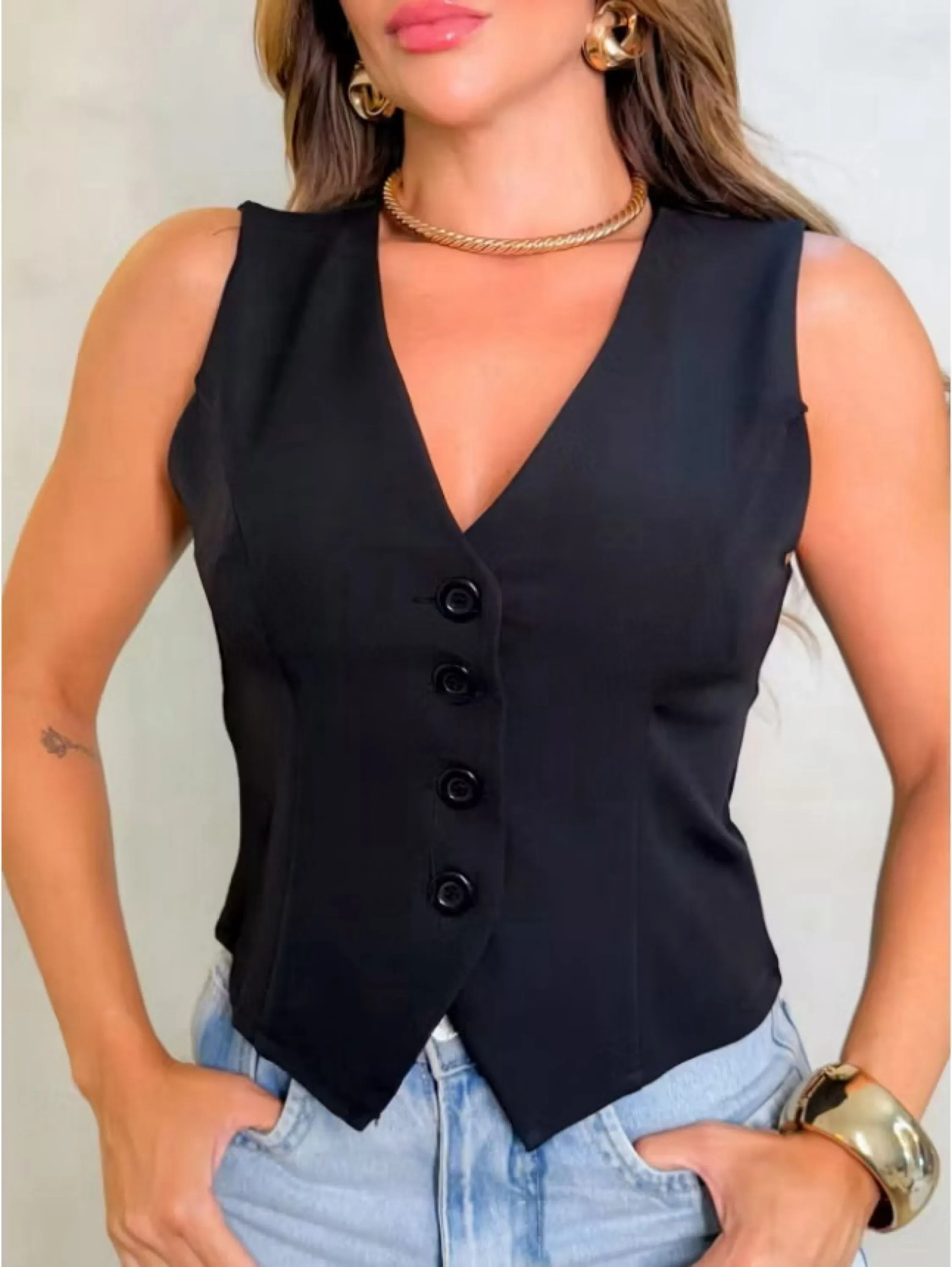 Colete Alfaiataria Social Com Botão