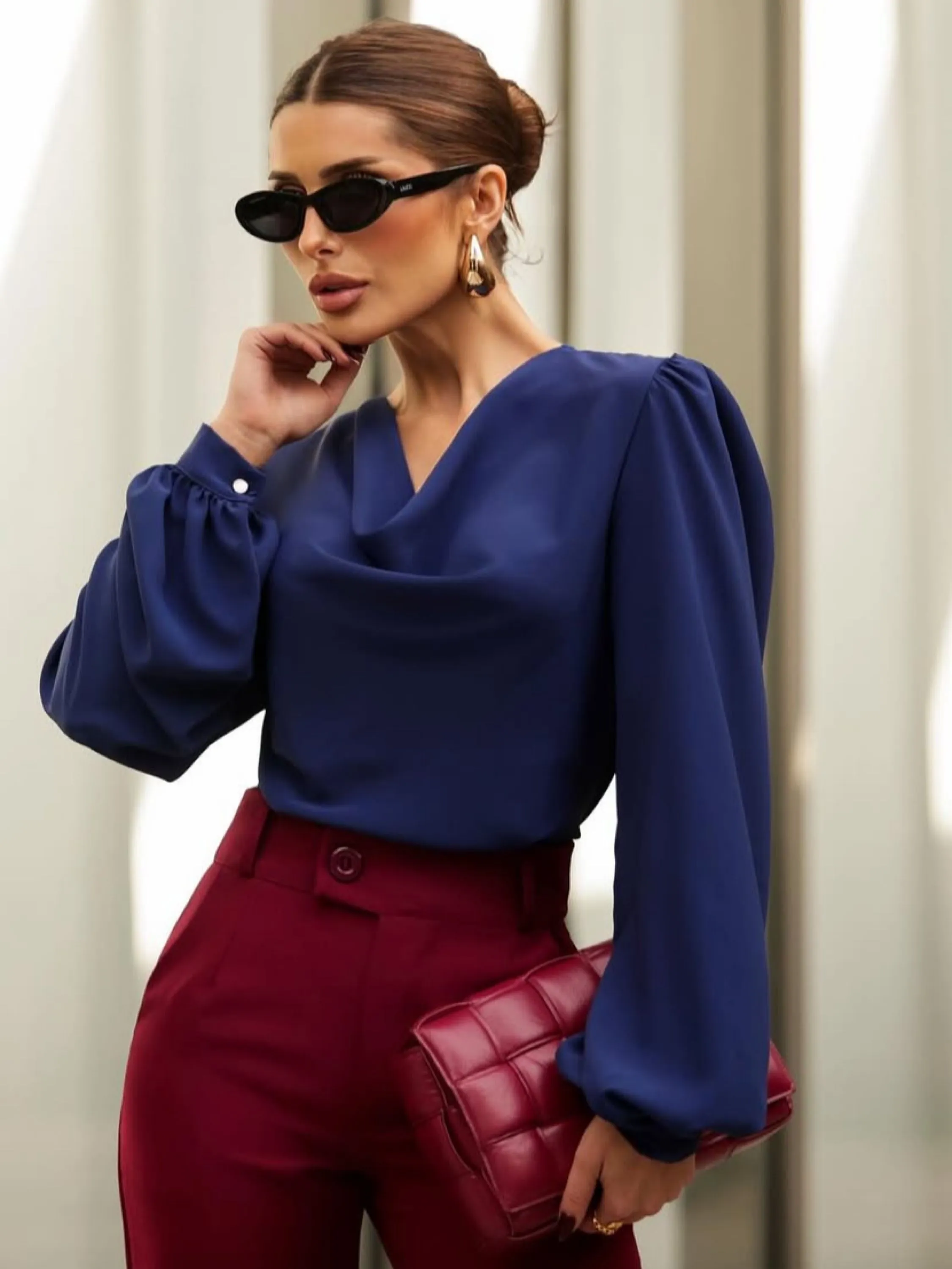 Blusa manga longa seda indiana Mavie CL