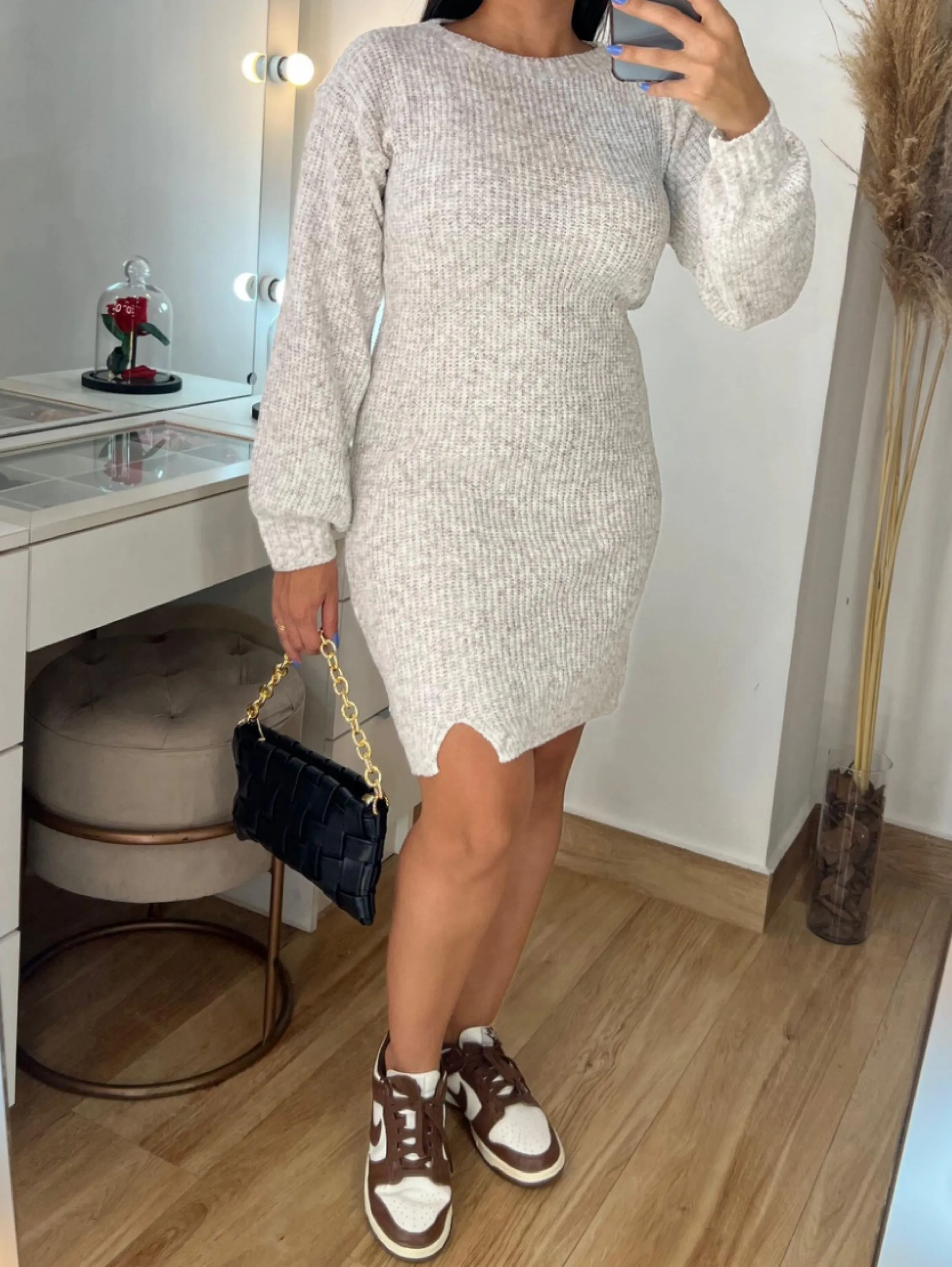 Vestido Manga Longa Tricô Modal