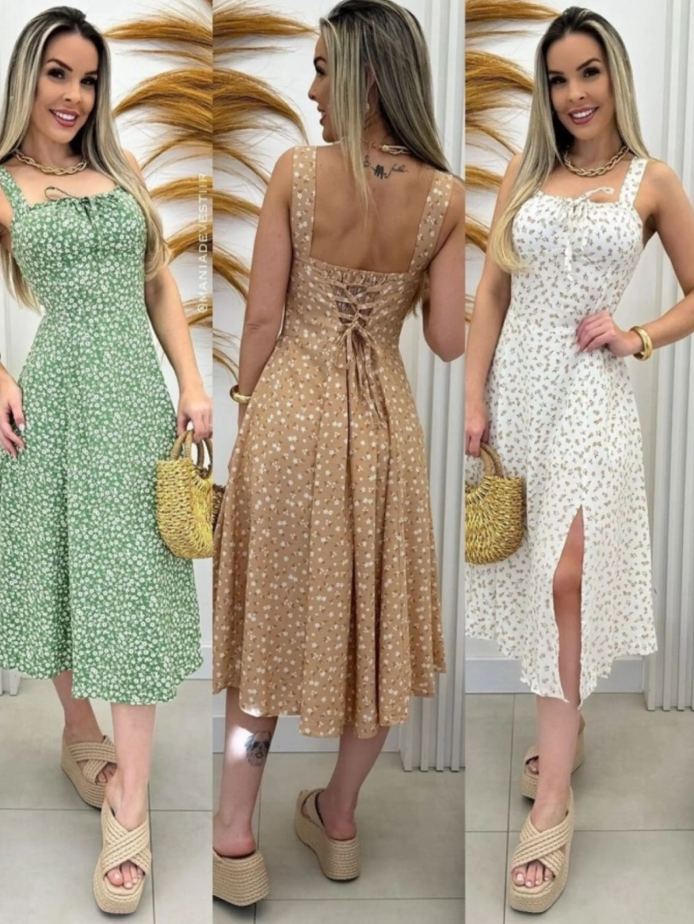 Vestido Midi Floral com Lastex nas Costas 🌸