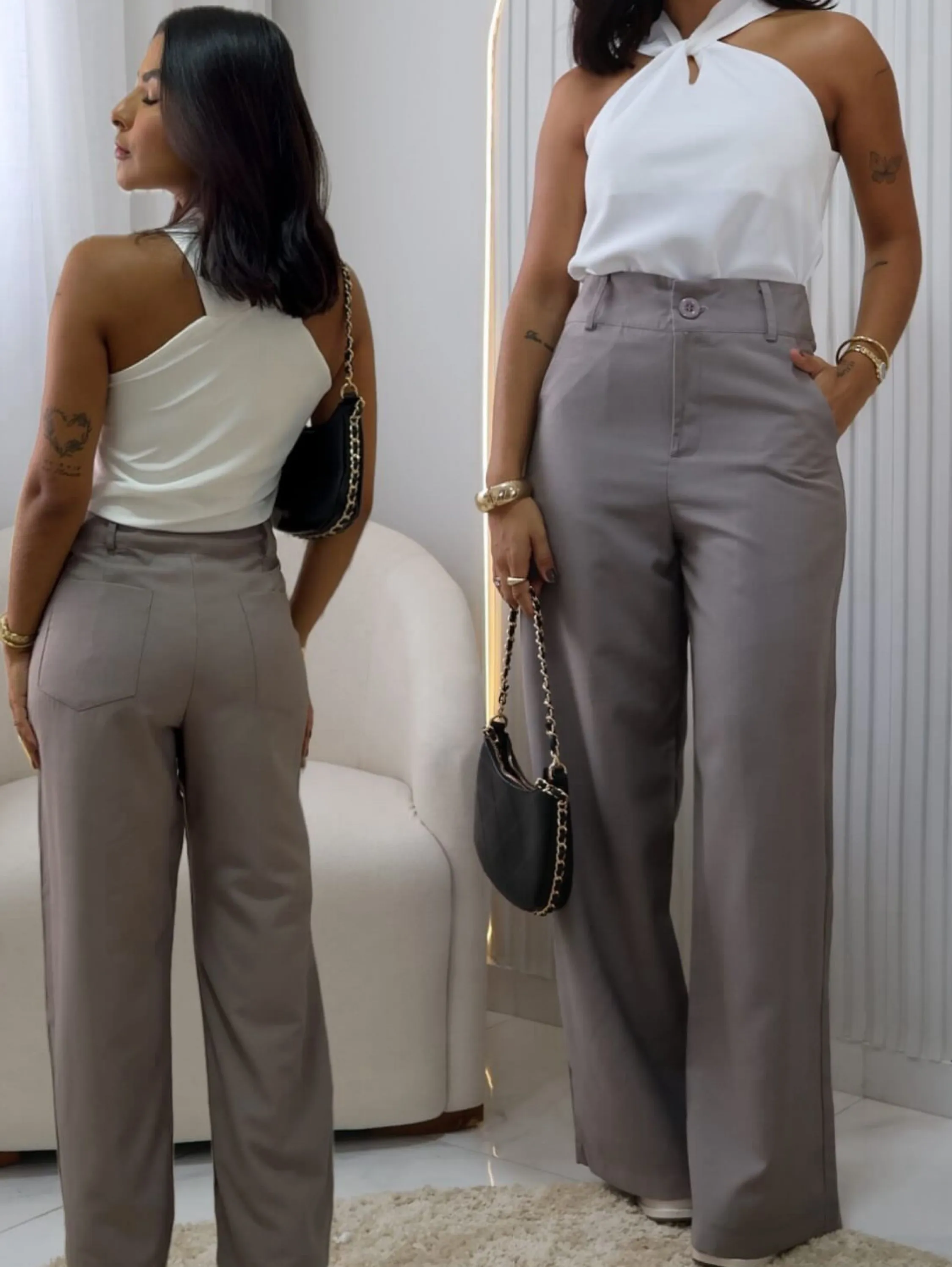 Calça Pantalona Pistache Alfaiataria Egípcia CL