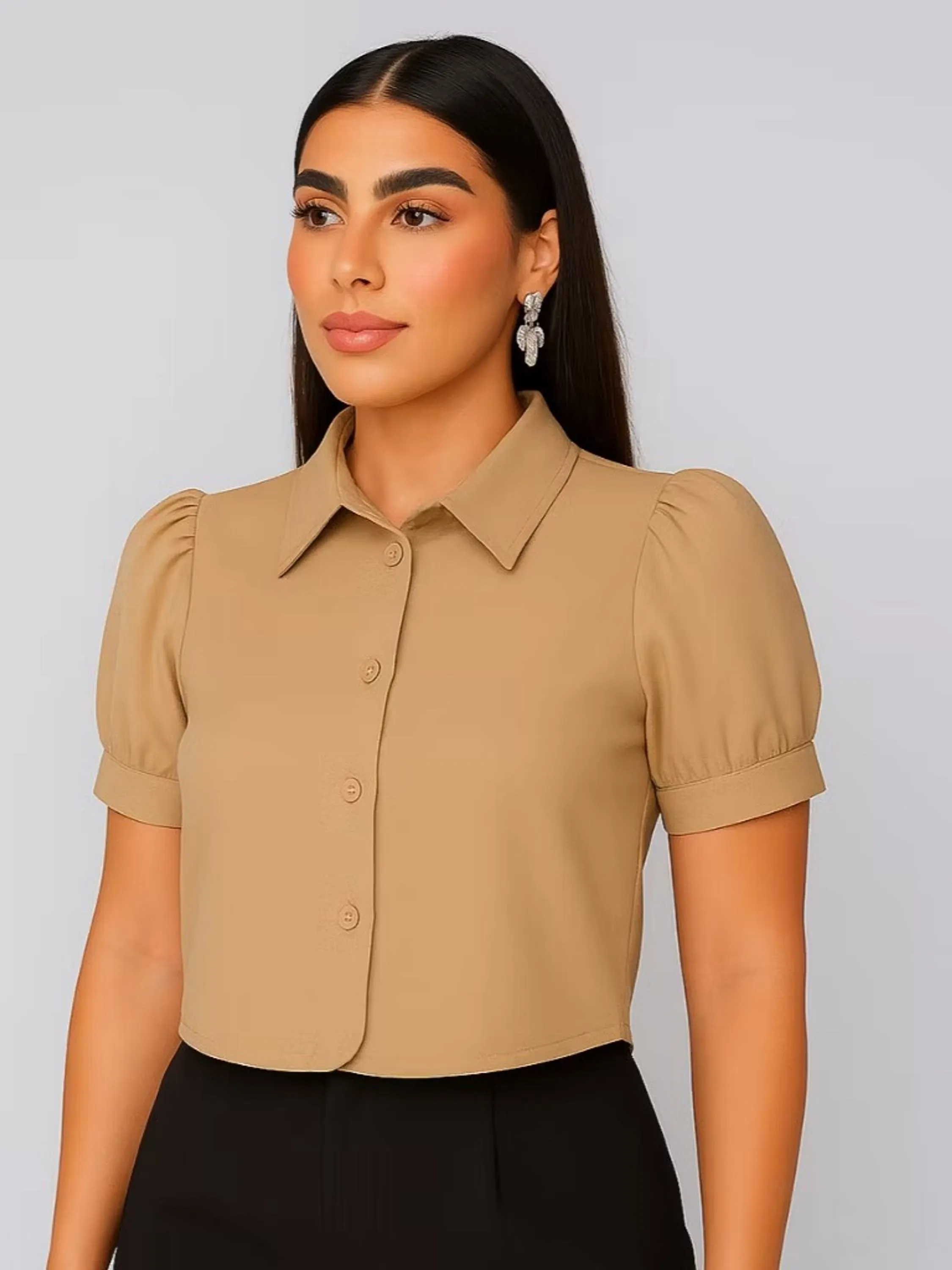 Camisa Manga Curta Bufante Princesa Importada