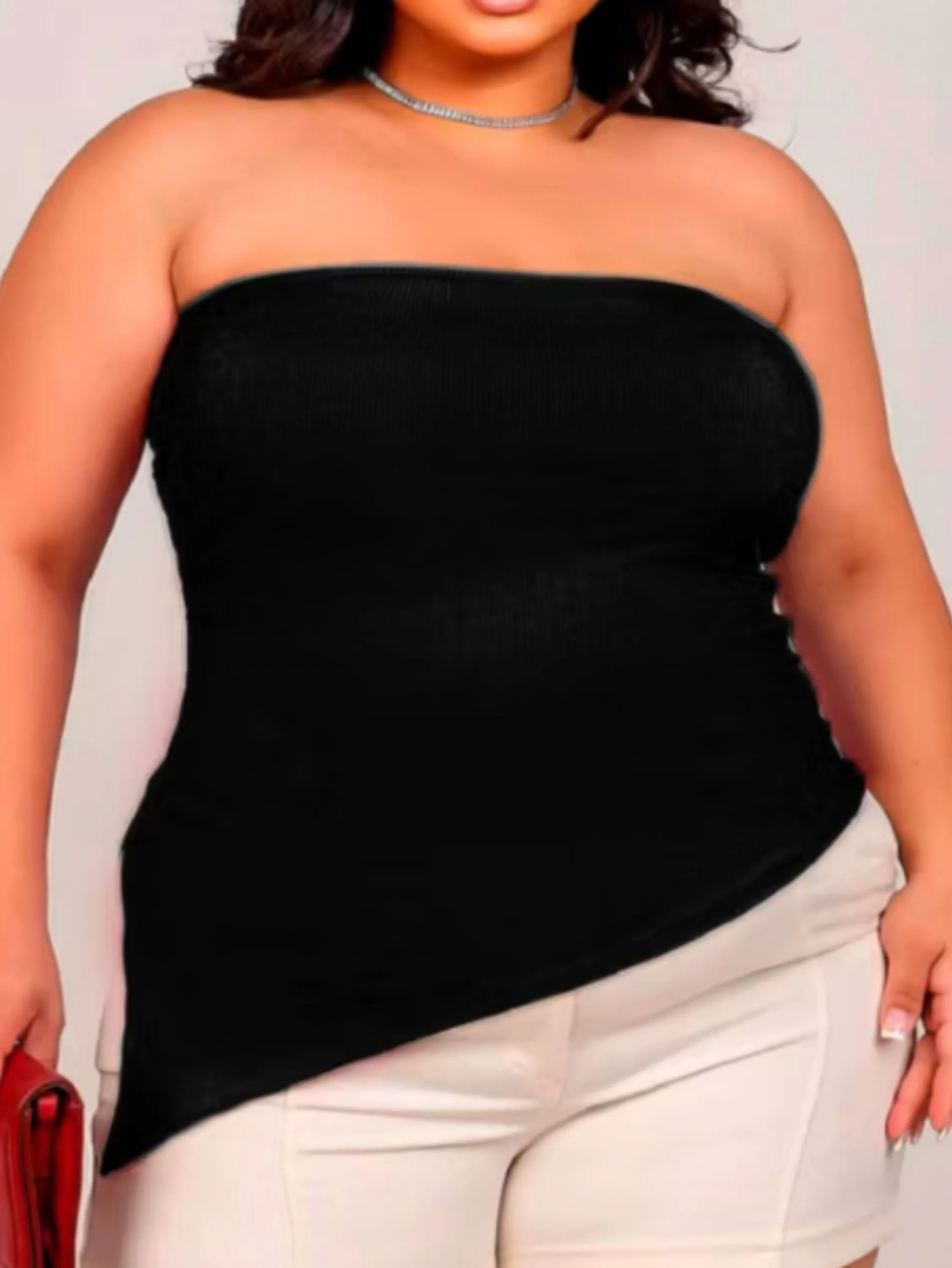 Blusa Tomara que Caia Assimétrica Canelda Plus Size