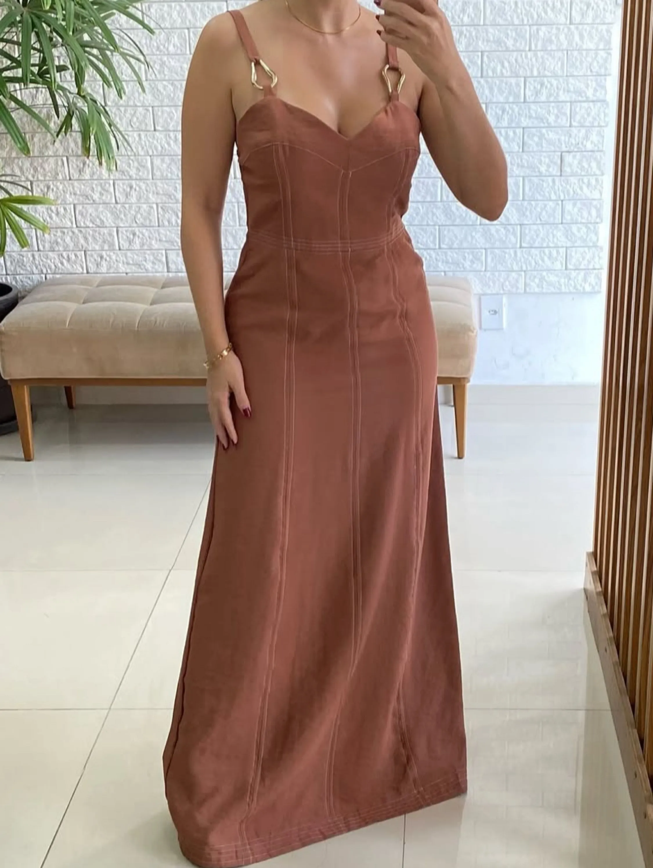 Vestido Longo Sensorial Detalhe Alça ML
