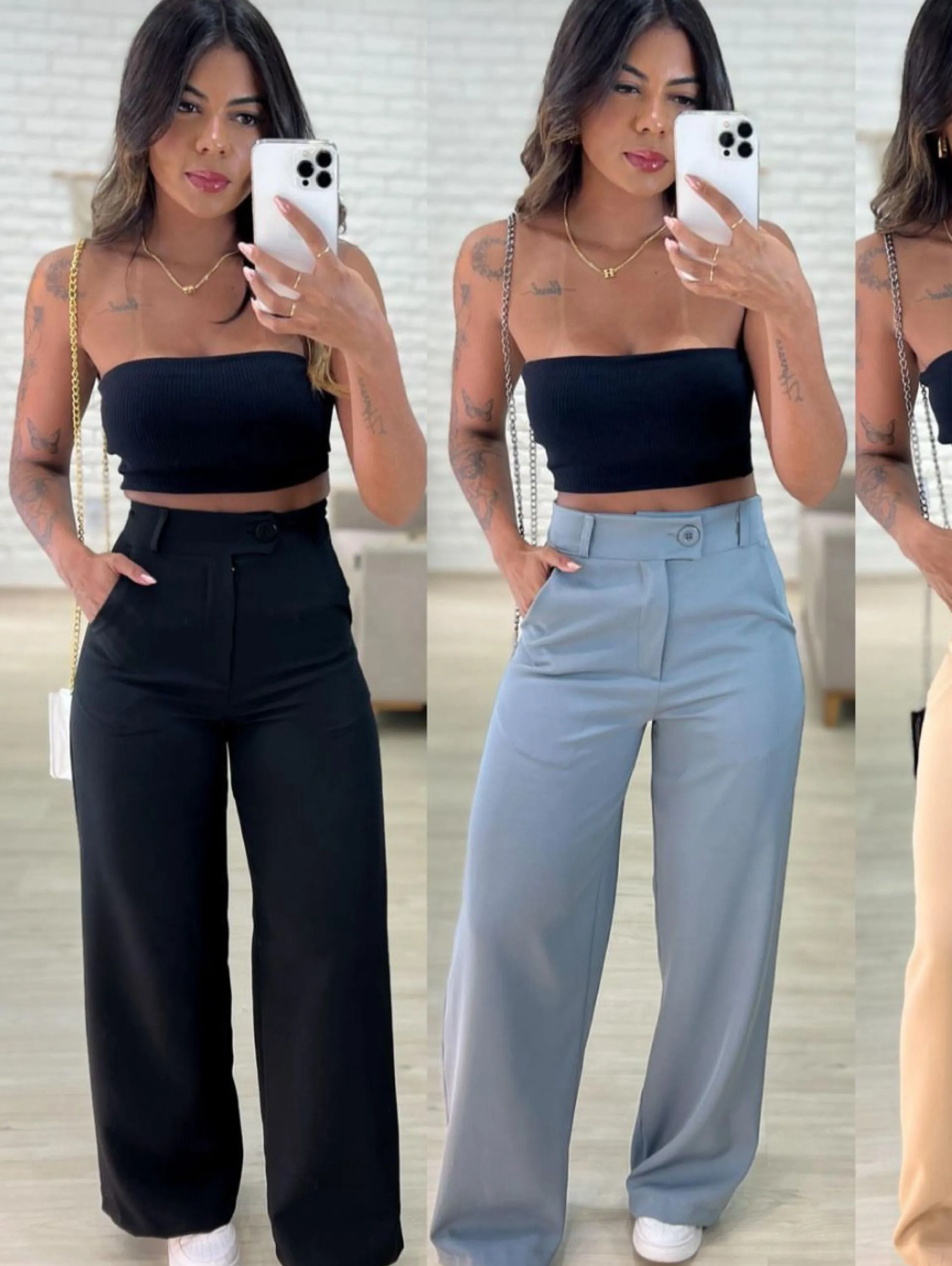 Calça Pantalona Fency Alfaiataria Wide Leg
