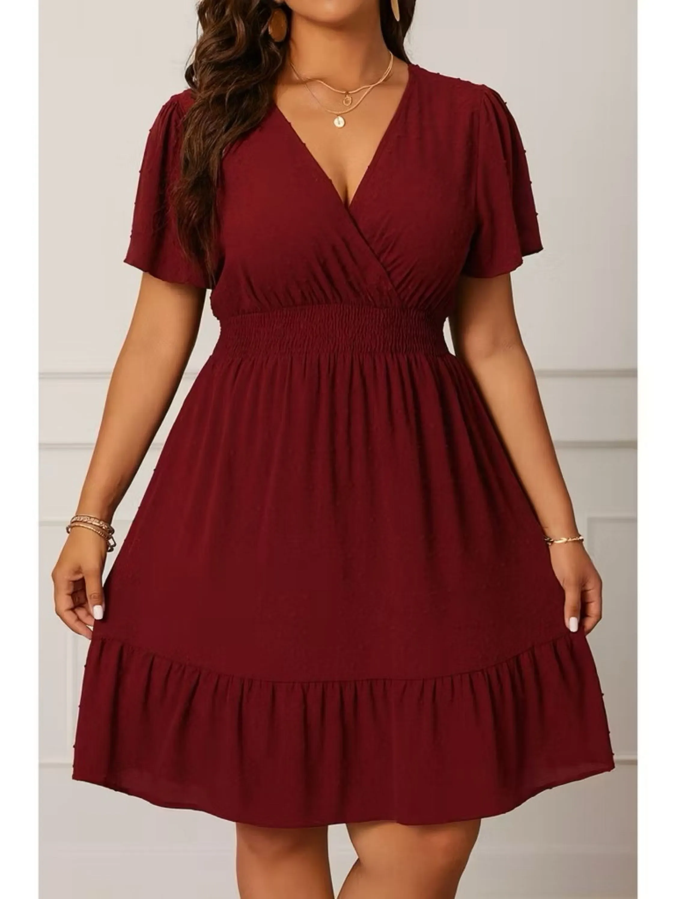 Vestido Duna Pipoca Decote V Transpassado C3000