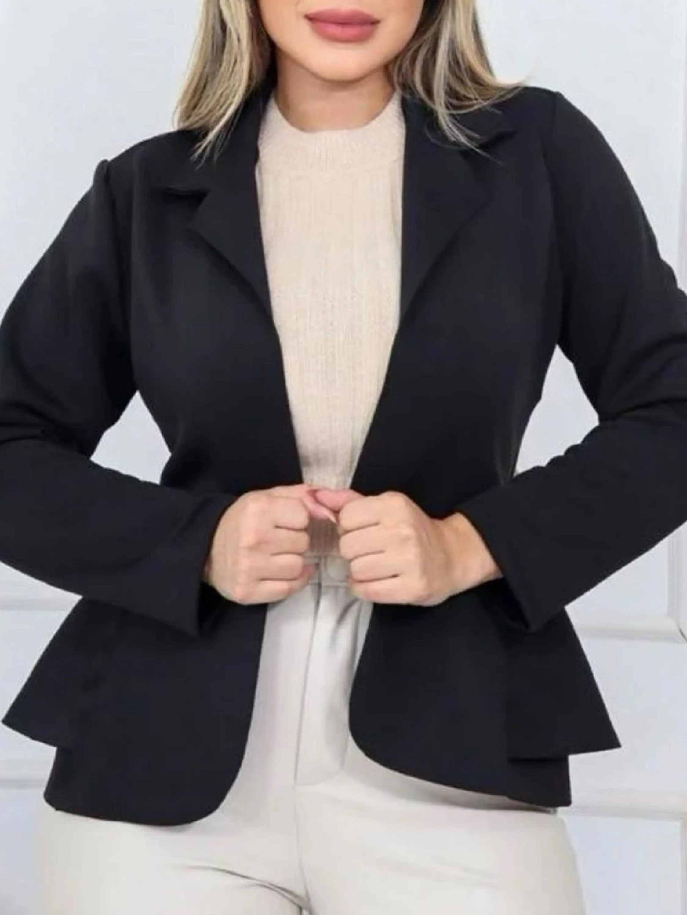 Blazer Curto Neopreme Elegante Casual