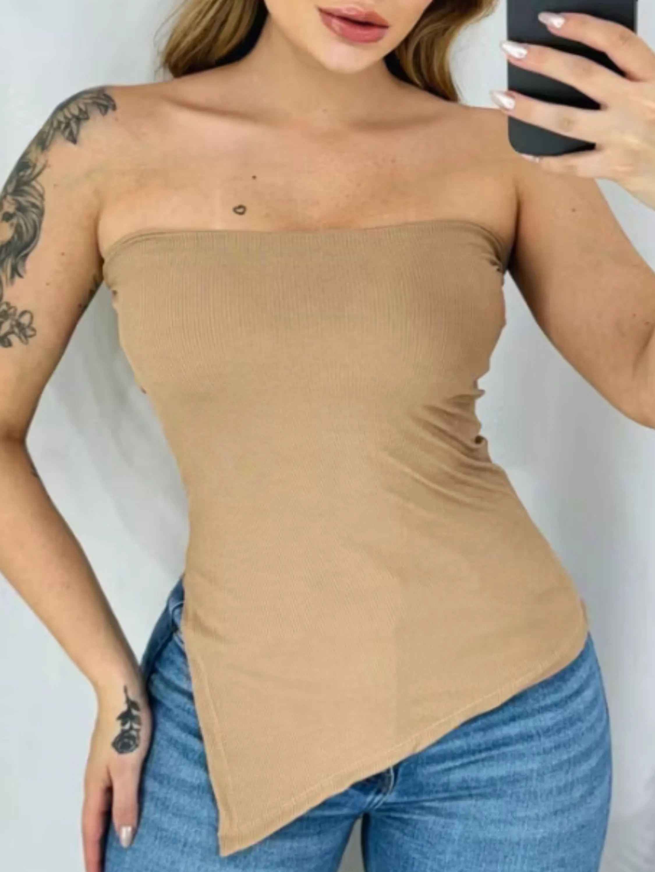 Blusa Tomara que Caia Assimétrica Canelda