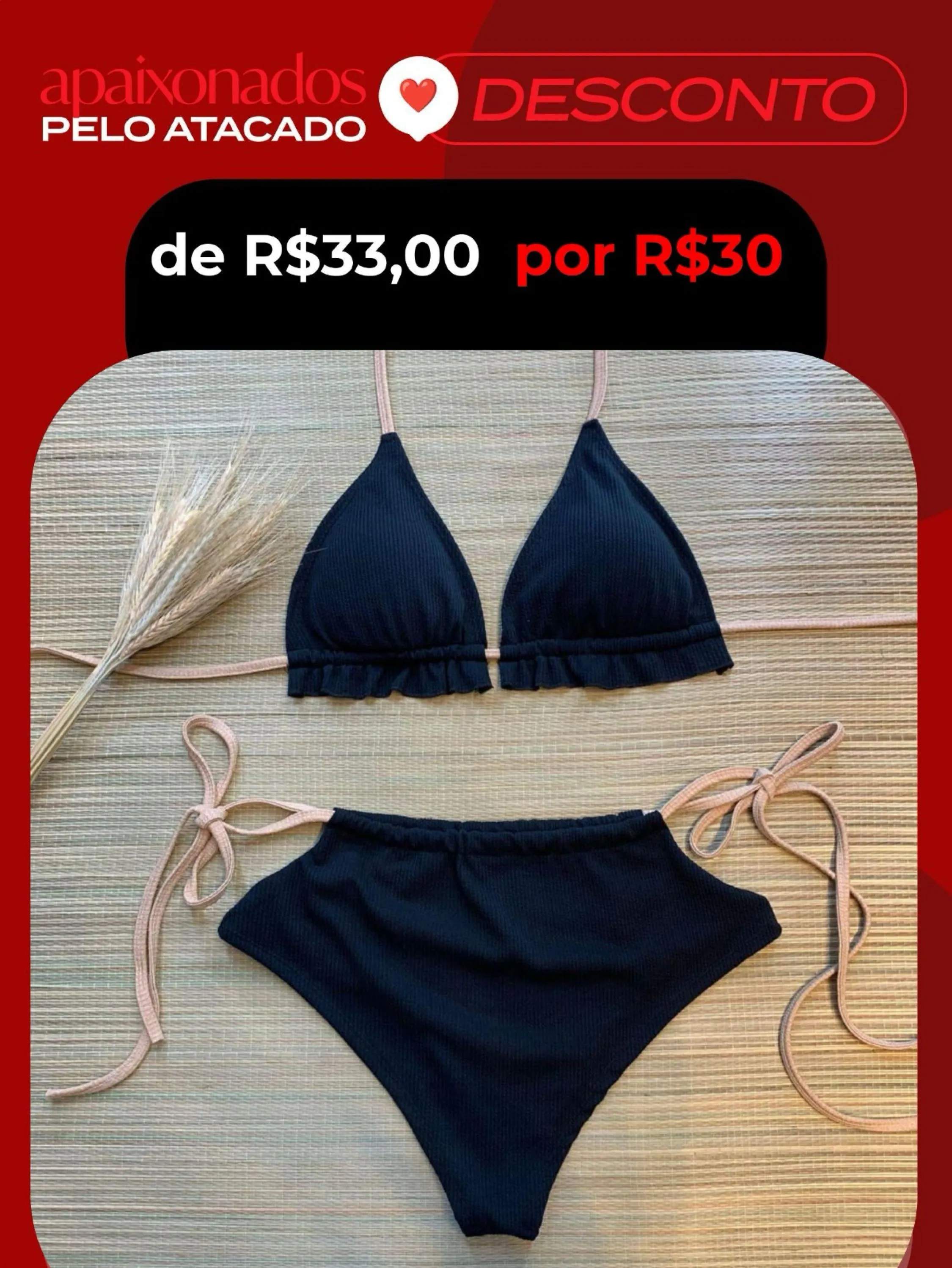 Biquíni Carolina Plus Size Calcinha Forrada Top Cortininha com Bojo