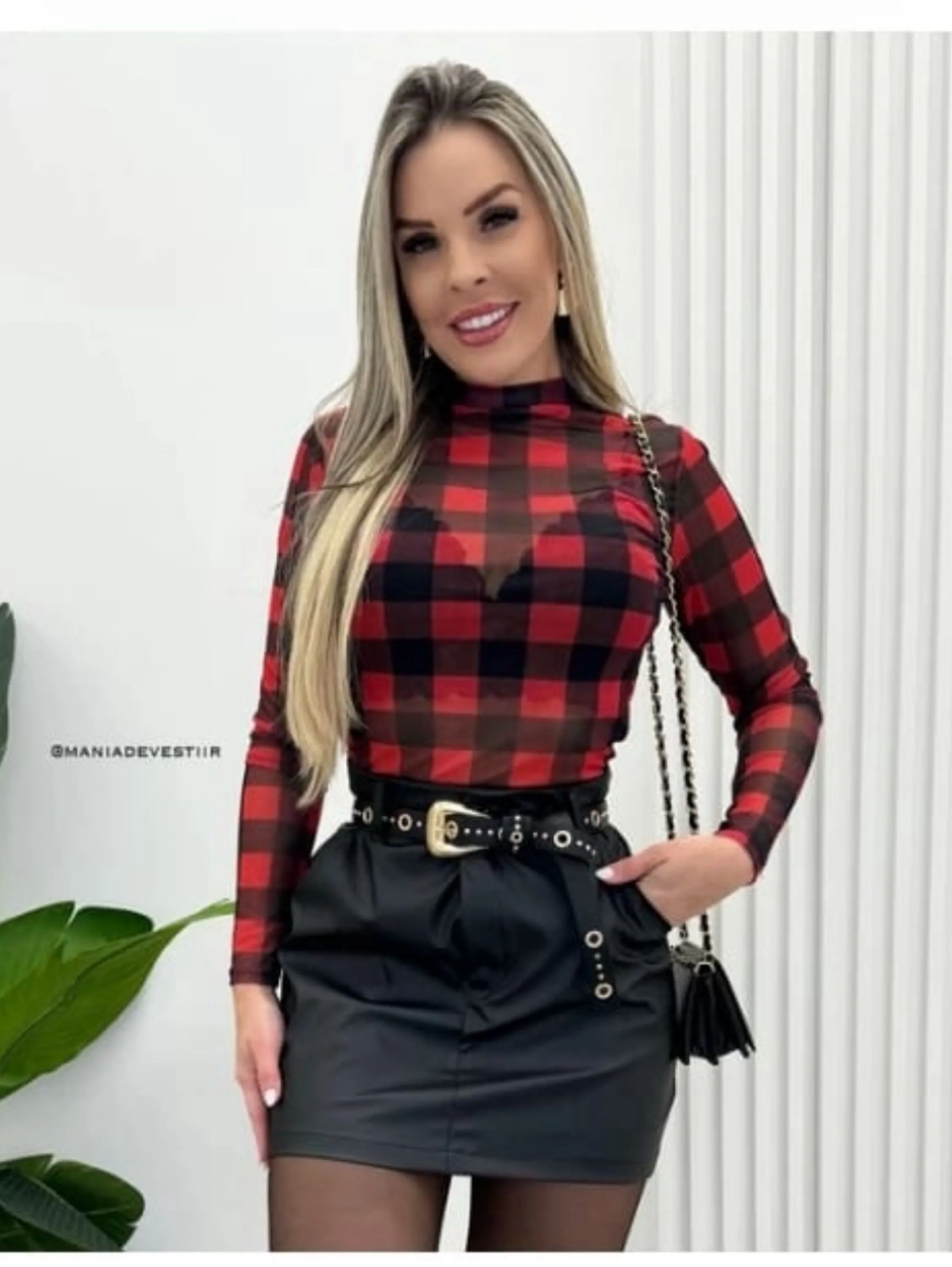 Body tule xadrez golinha alta