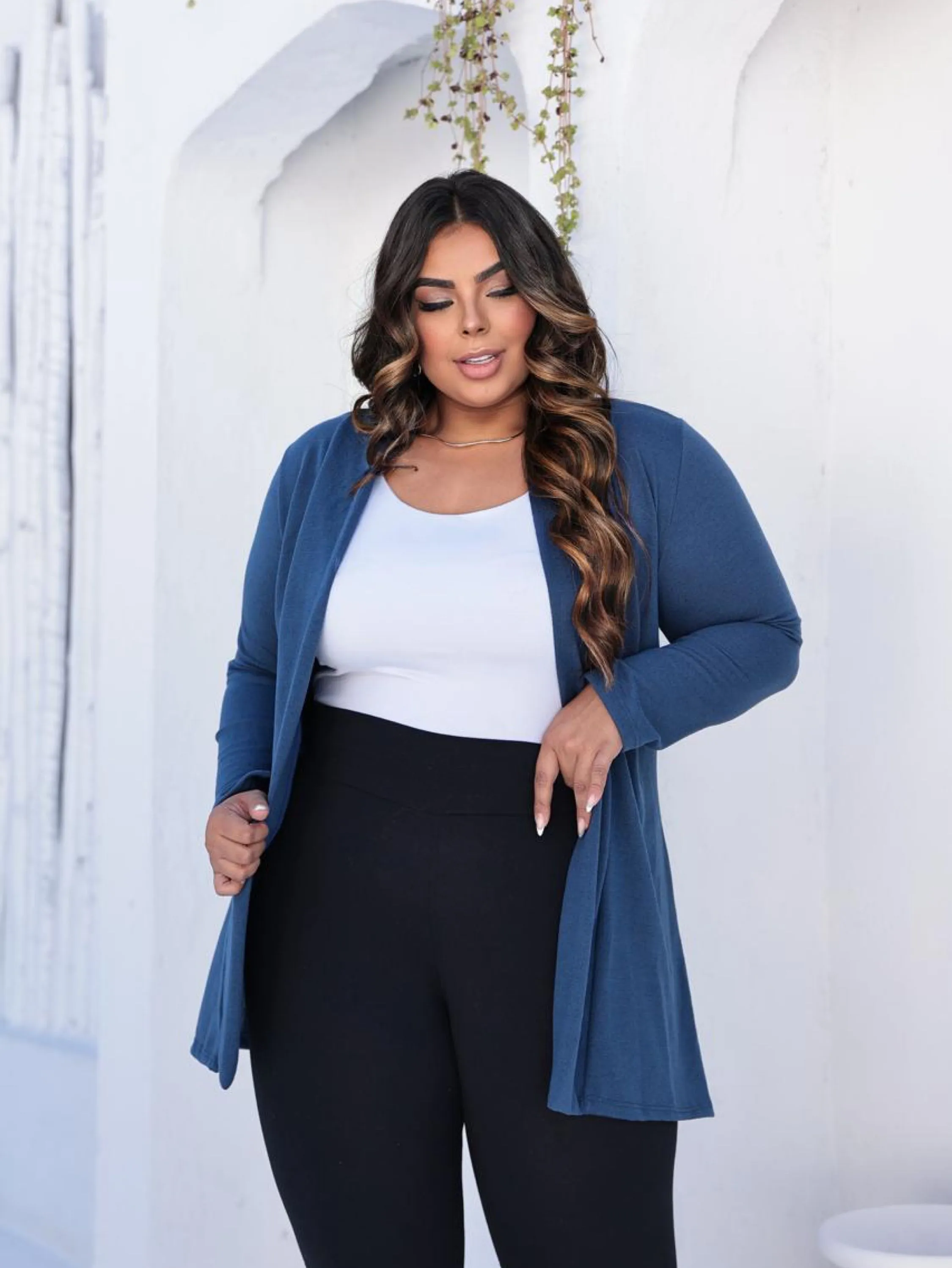 Maxi cardigan em lanzinha plus size