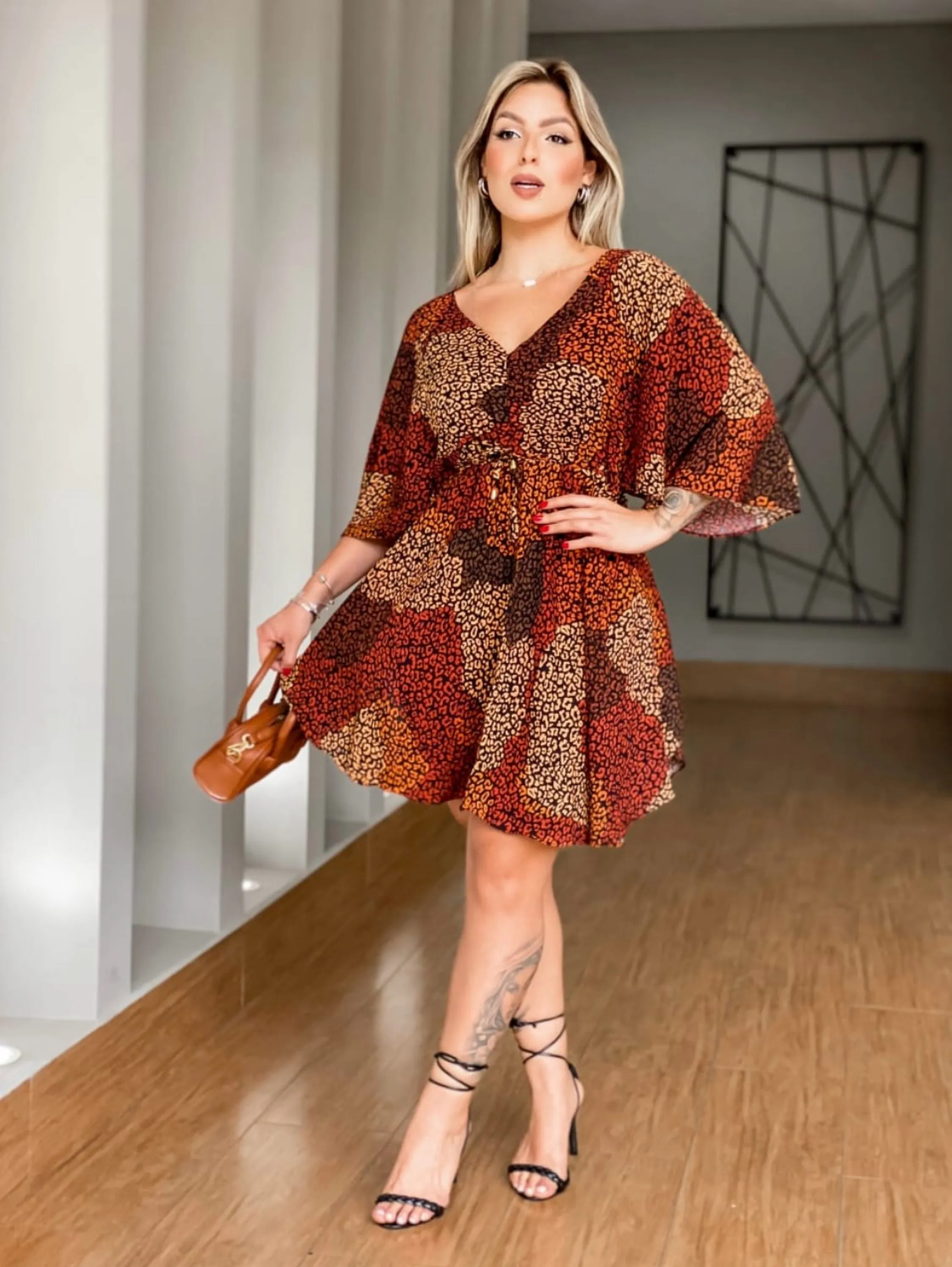 Vestido kimono manga borboleta viscolinho