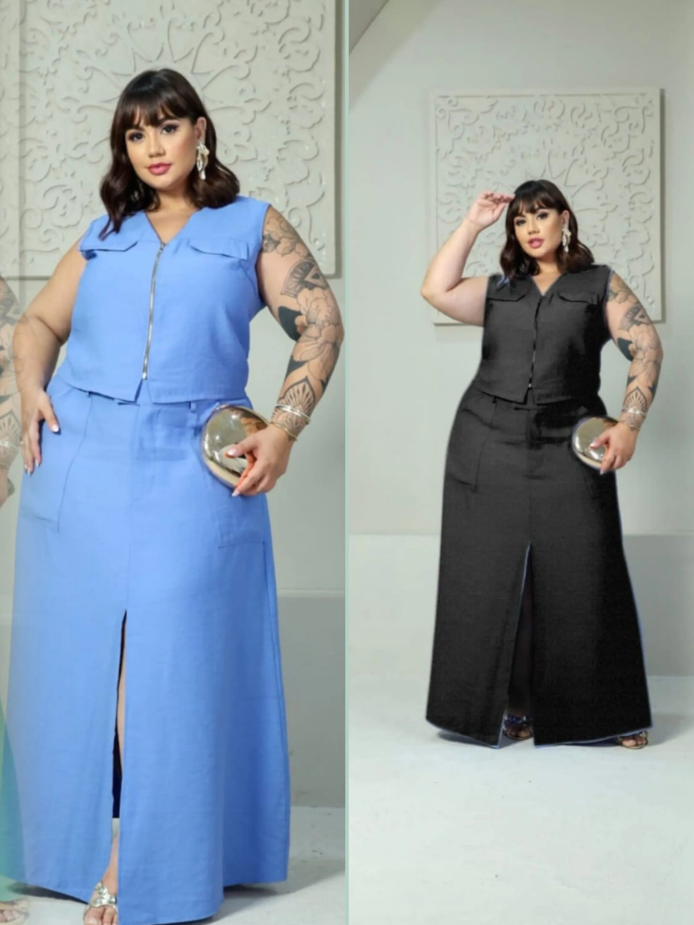 CONJUNTO DE SAIA PLUS SIZE FEMENINO