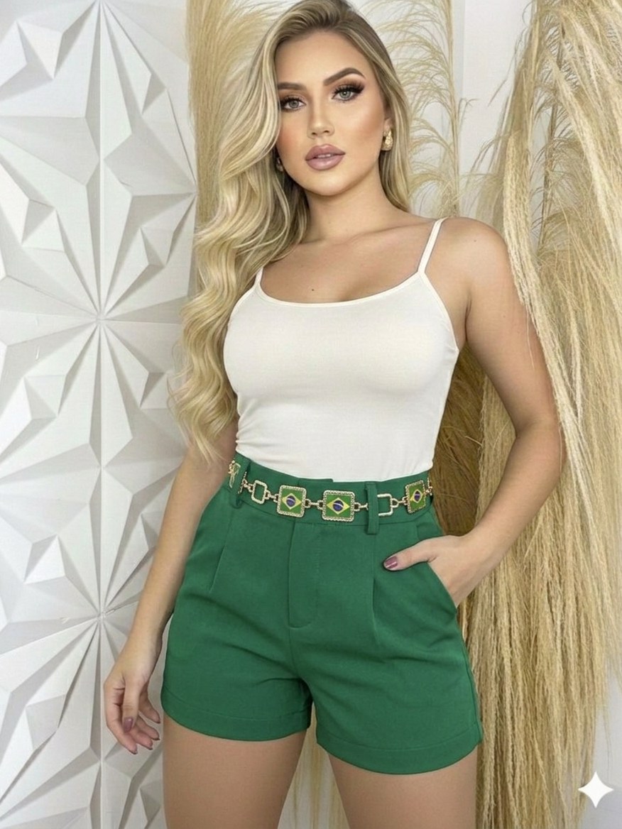 Shorts Alfaiataria Cinto corrente Brasil