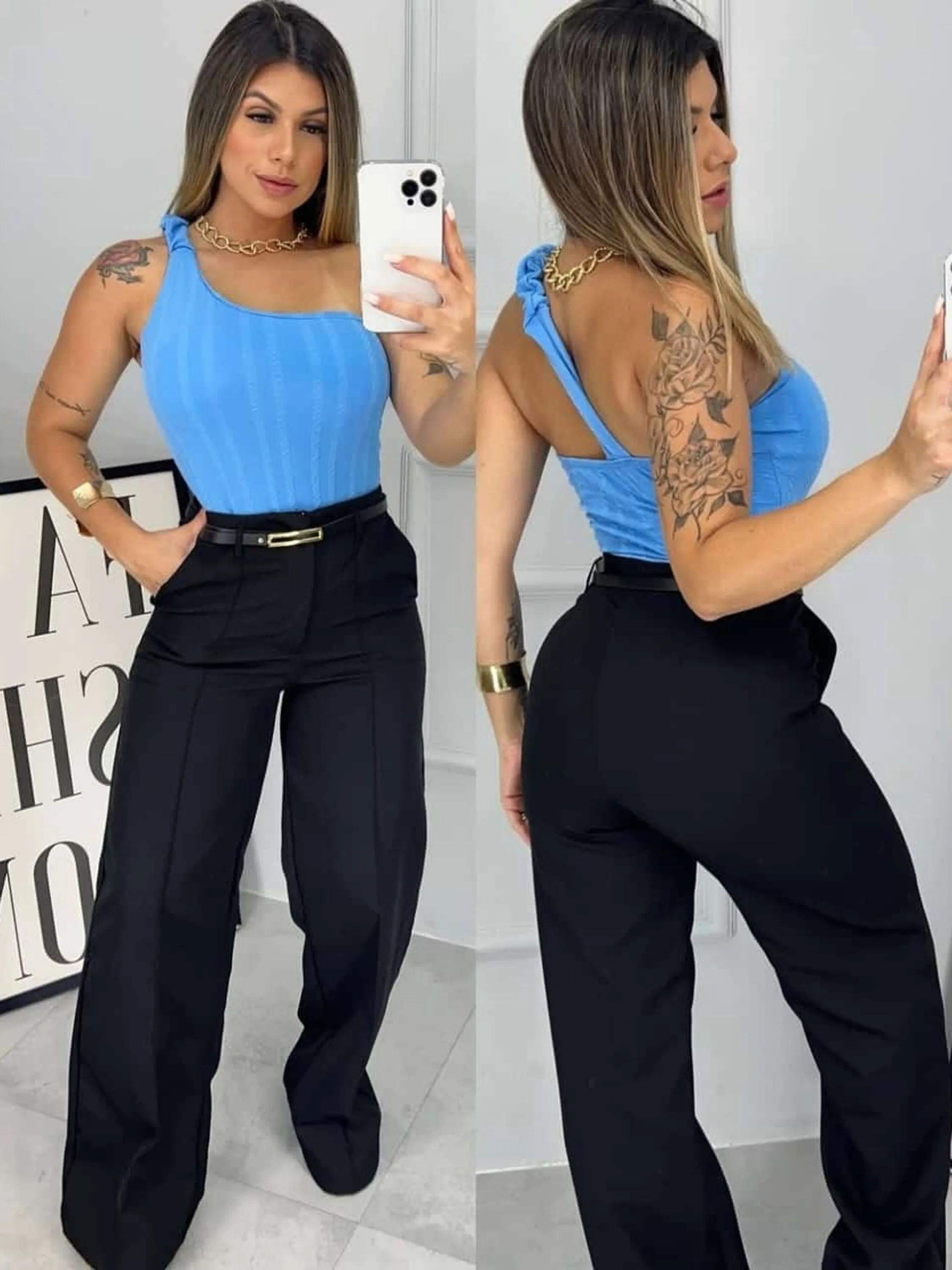 Calça Pantalona Alfaitaria com cinto