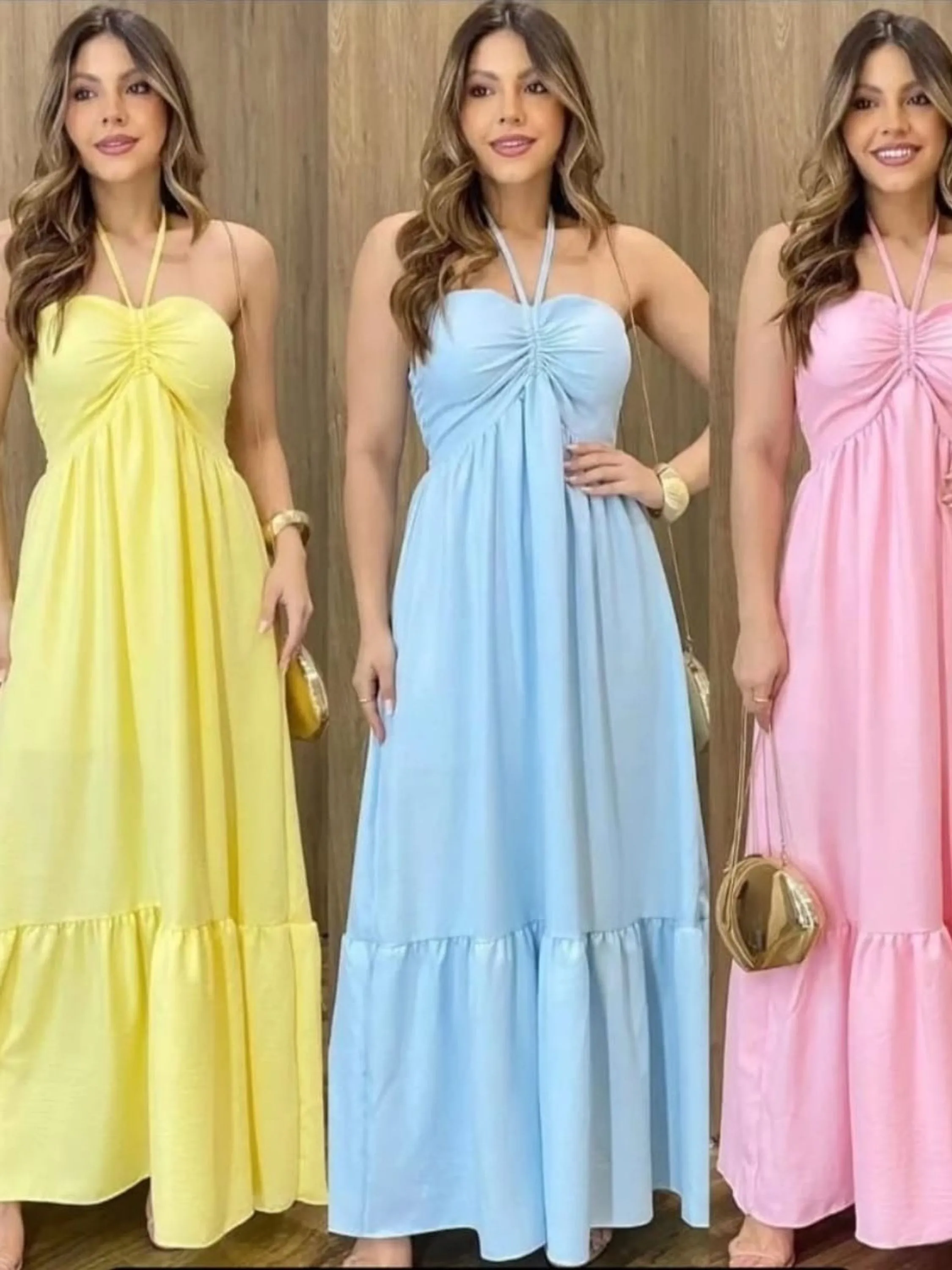 Vestido longo forrado