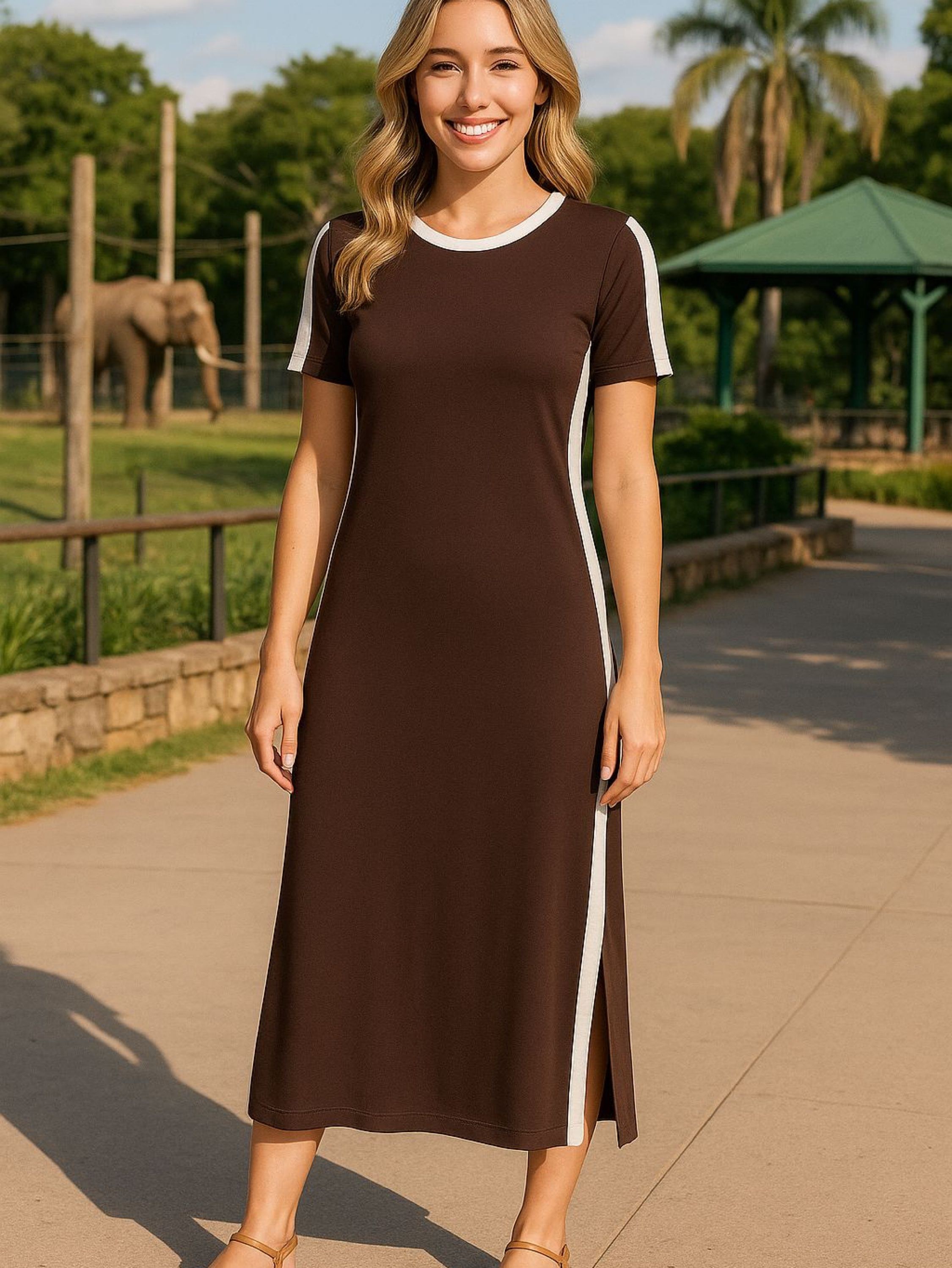 Vestido com manga bicolor