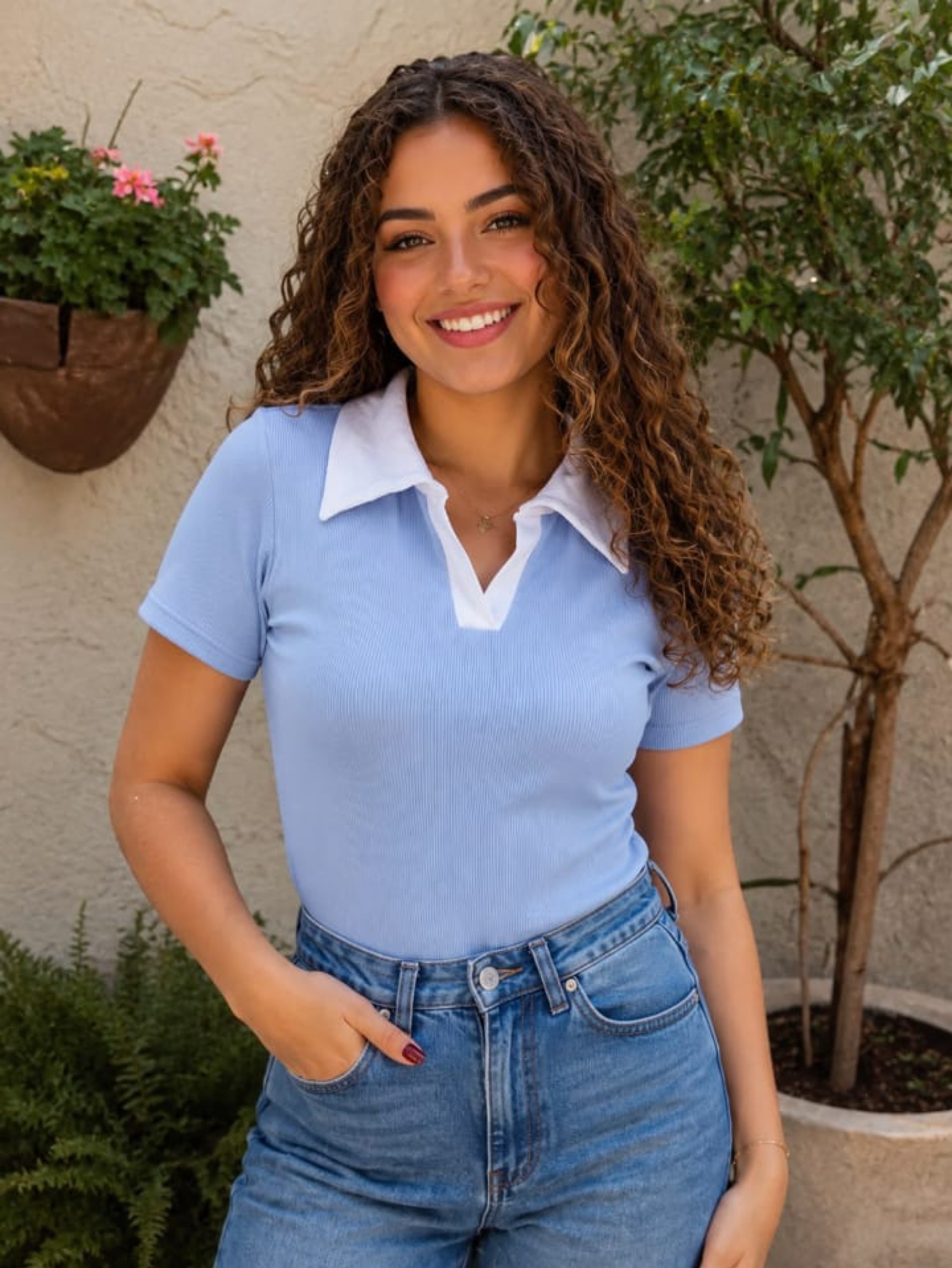 Blusa polo bicolor