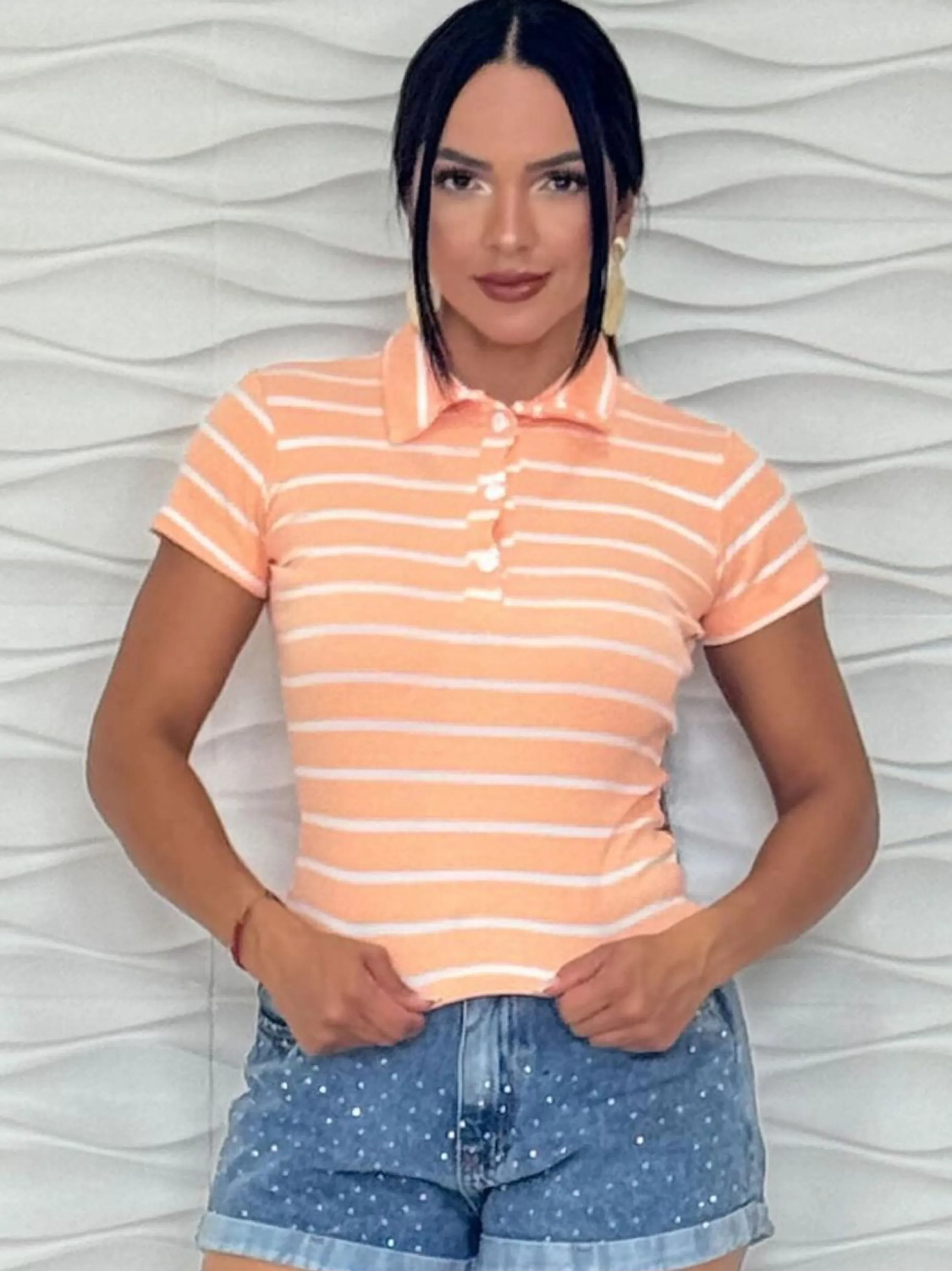 Blusa gola polo com botões