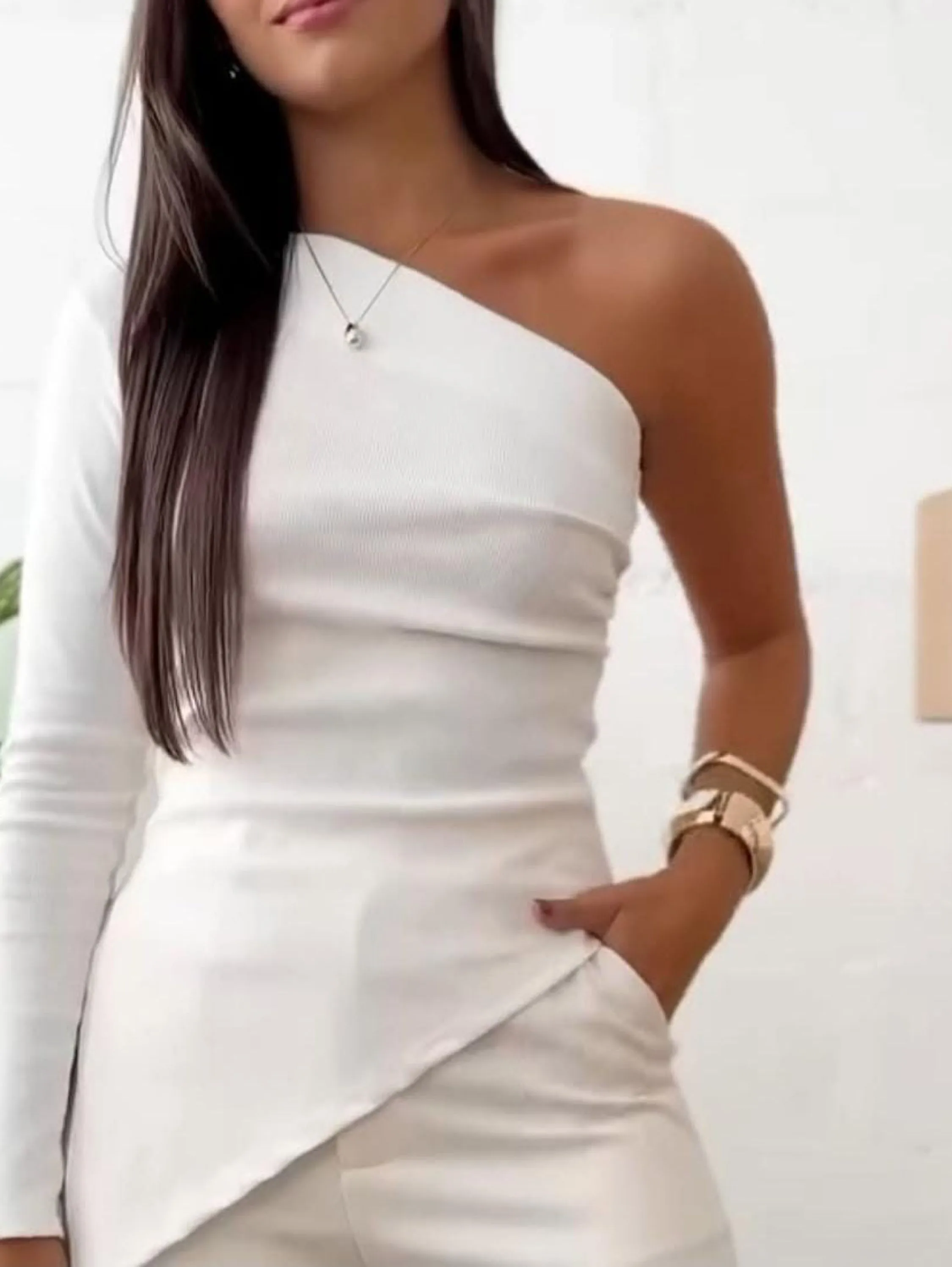 Blusa manga longa de bico