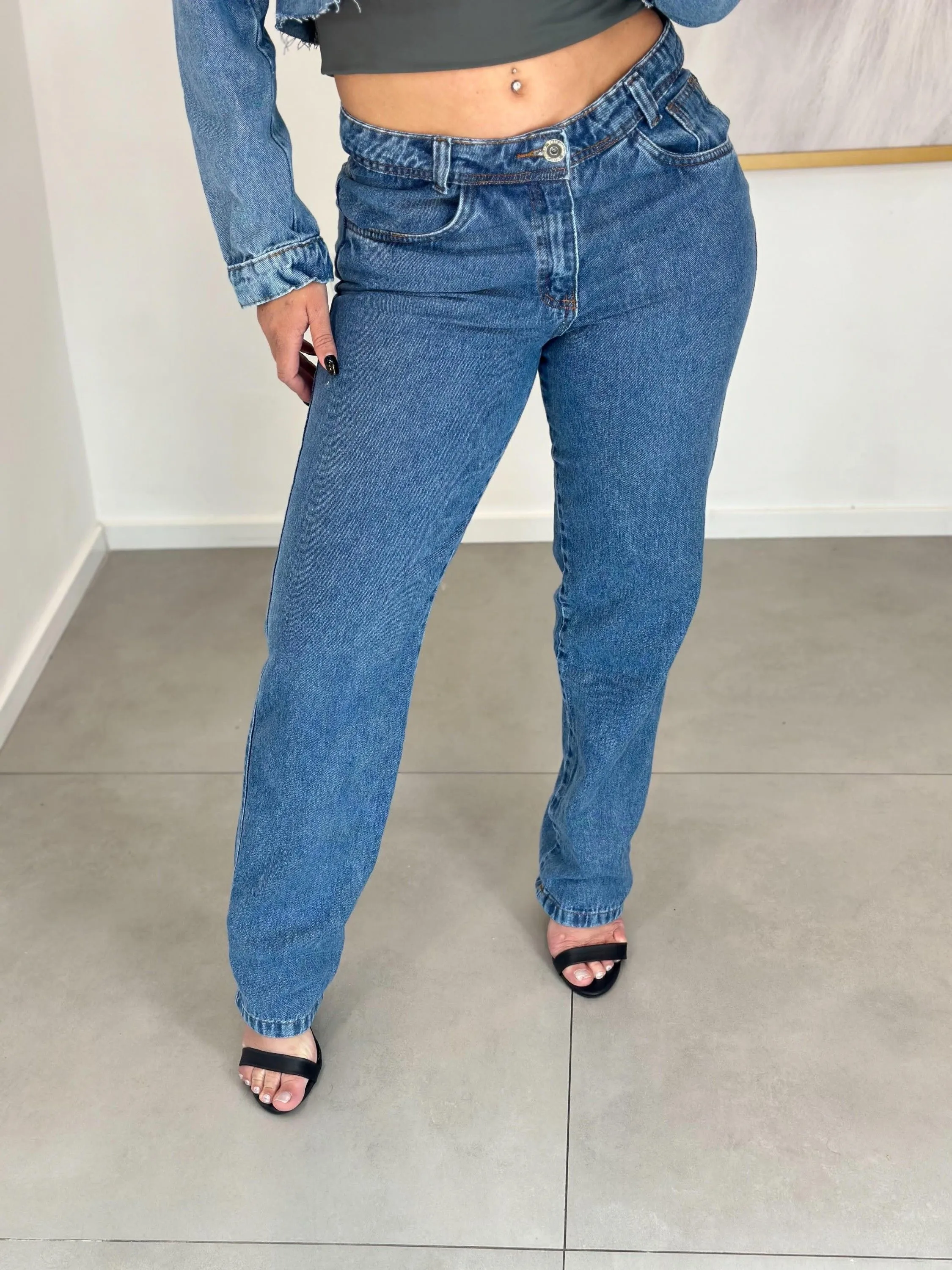 Calça jeans mom 100% algodão