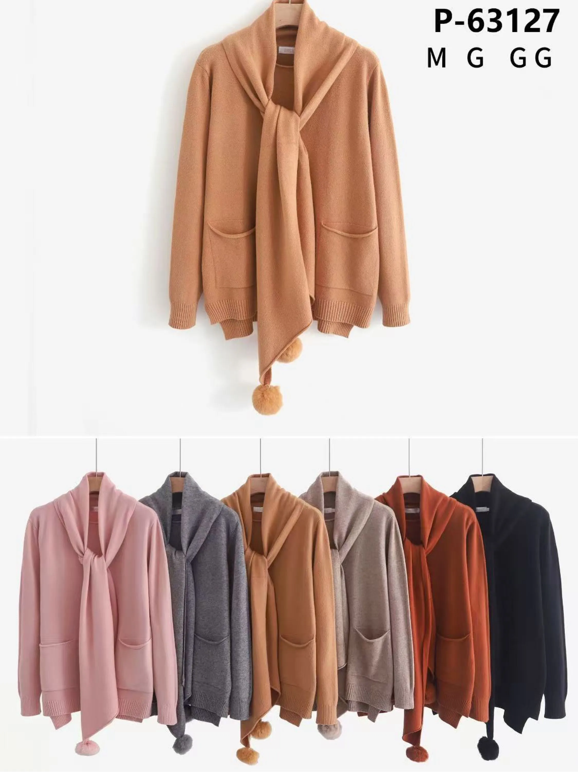 Blusa modal com cashmere com lenço importado 63127