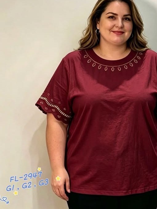 Blusa de algodão plus size 2947