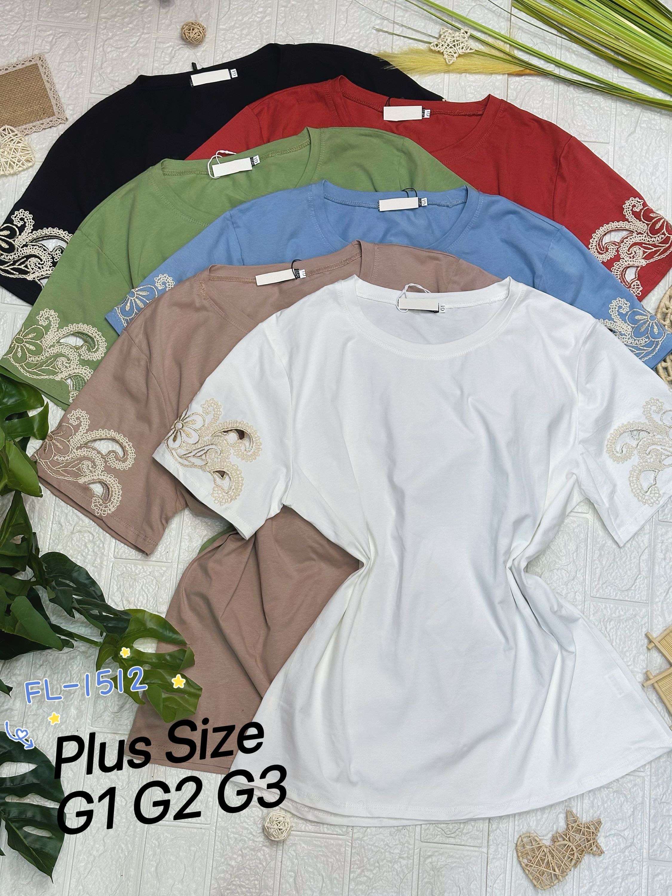 Blusa plus size algodão canelada importado Flora 1512