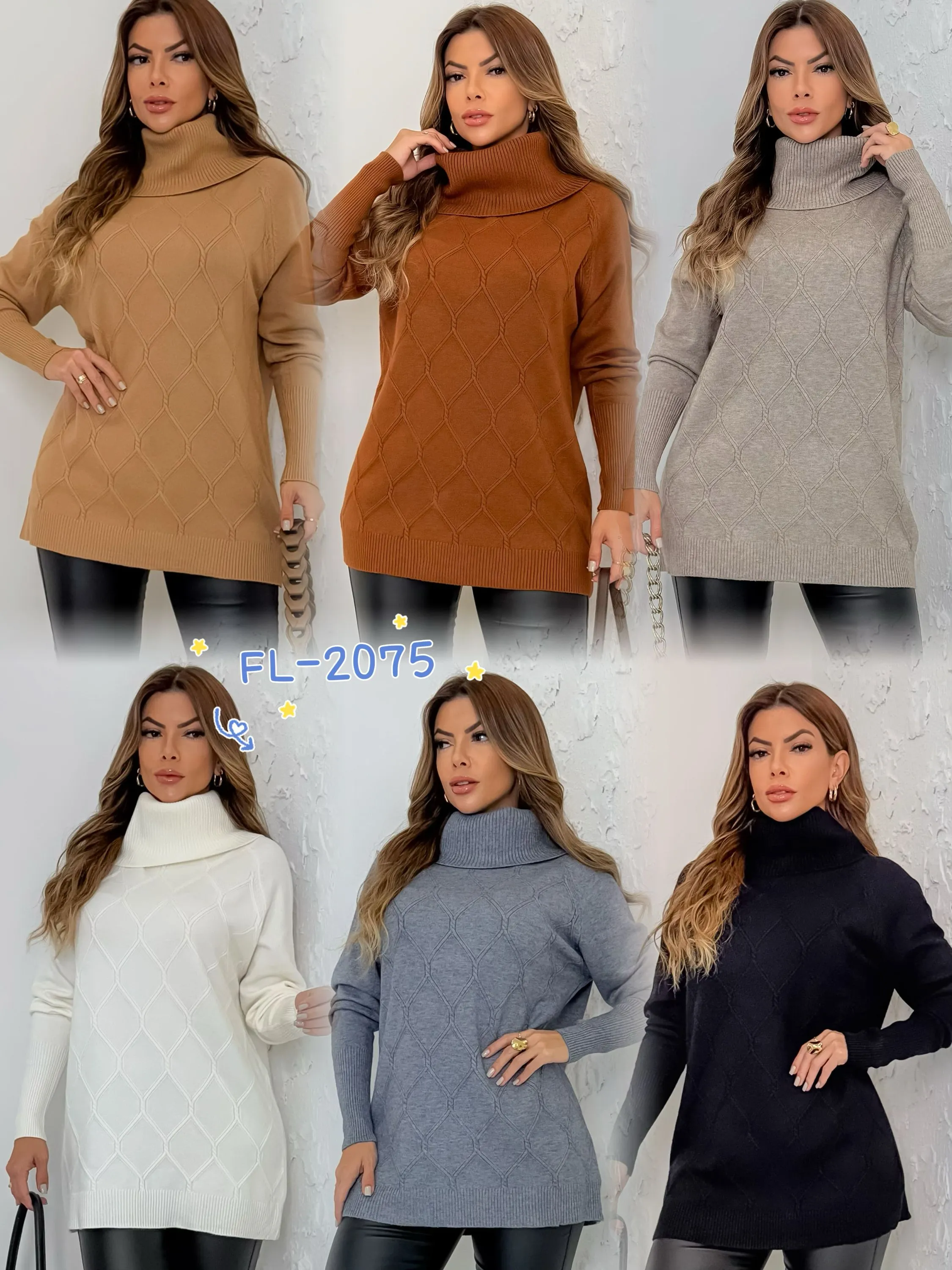 Blusa Poncho grosso modal de lã importado Flora 2075