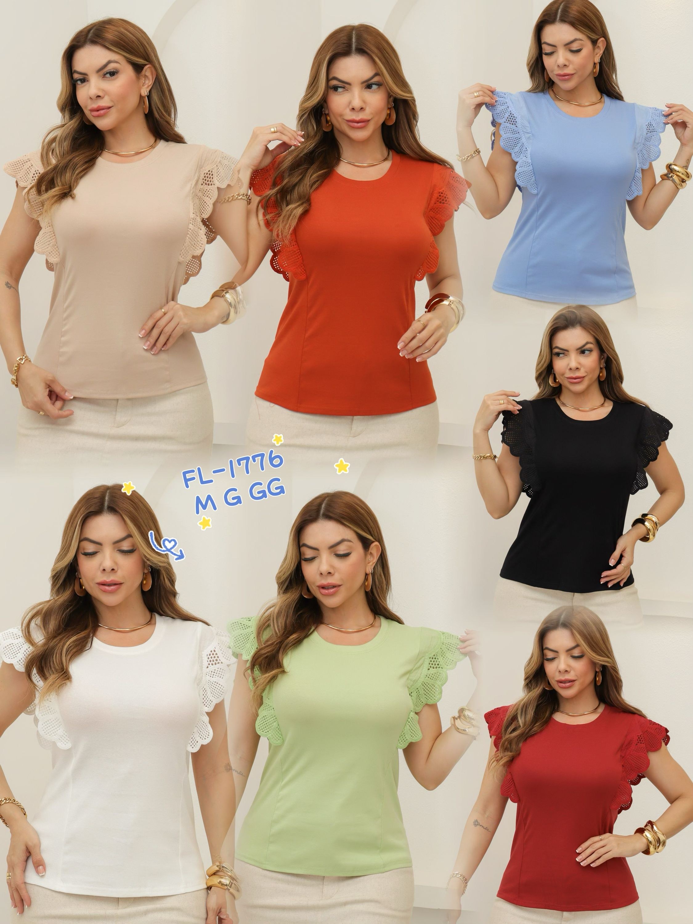 Blusa de algodão canelado importado Flora 1776