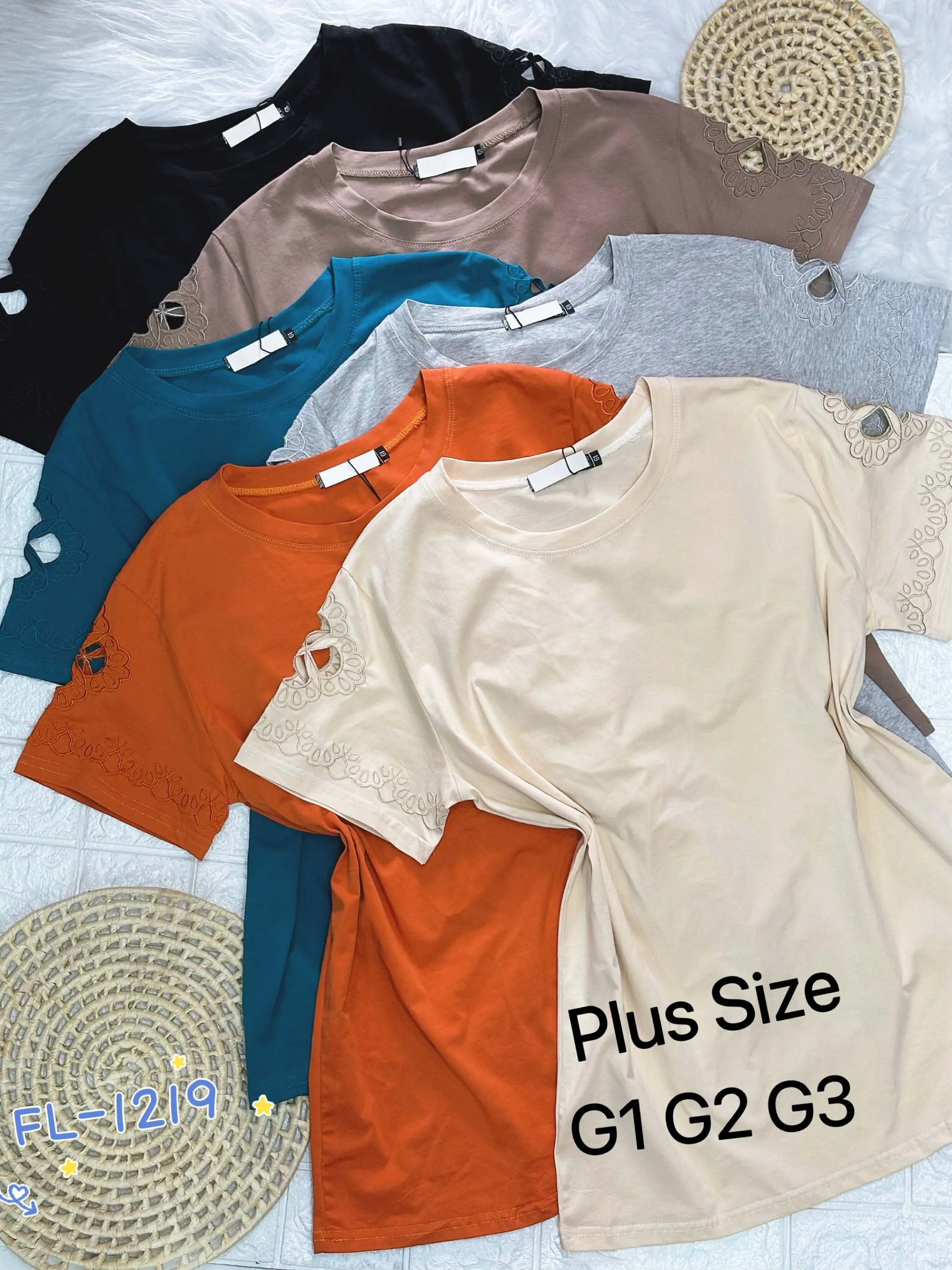 Plus Size blusa T-shirts algodão importado Flora 1219