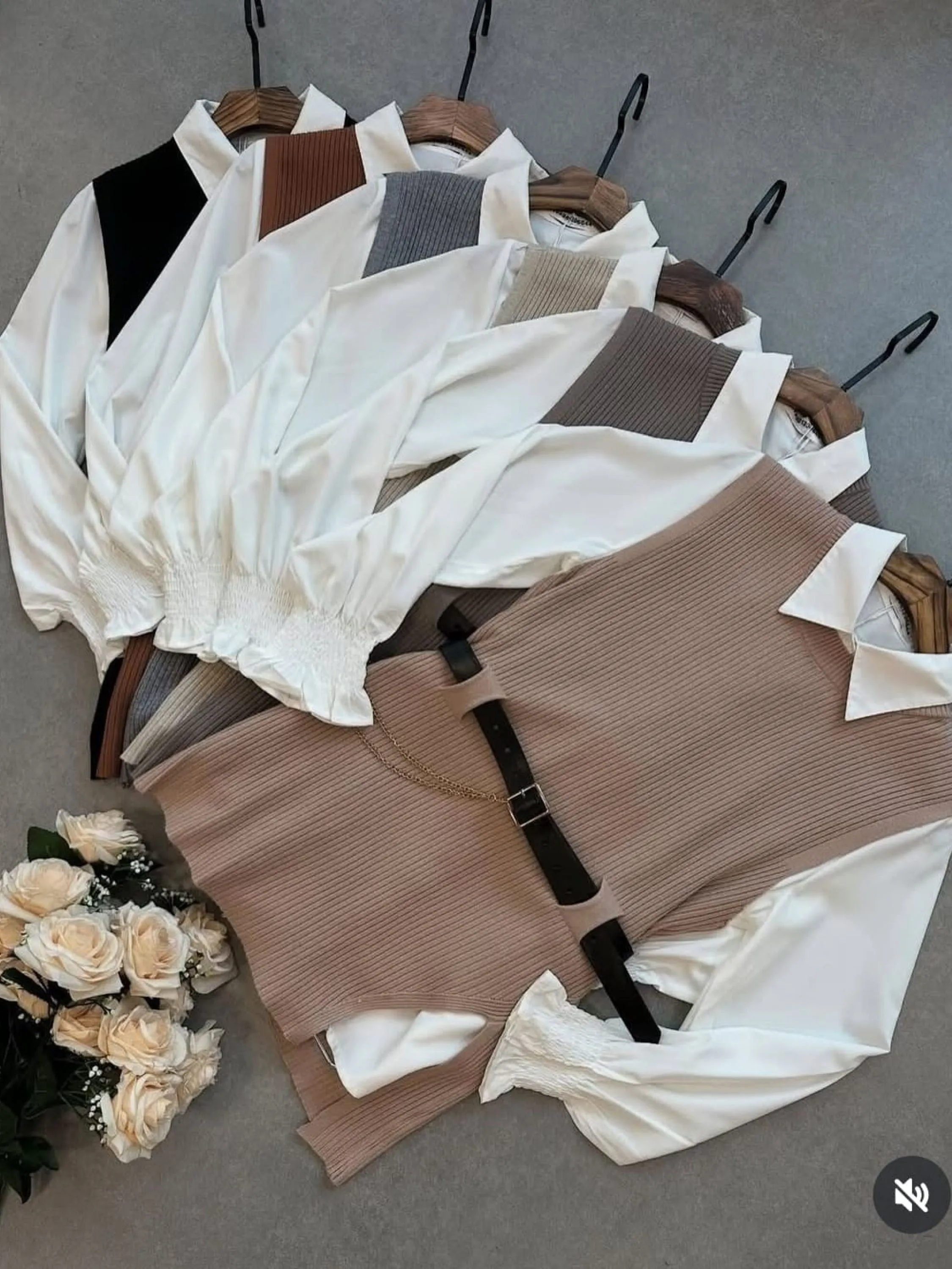 Blusa Conjunto modal camisa colete cinto Flora