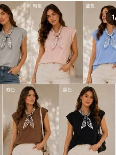 Blusa de algodão com lenço 917