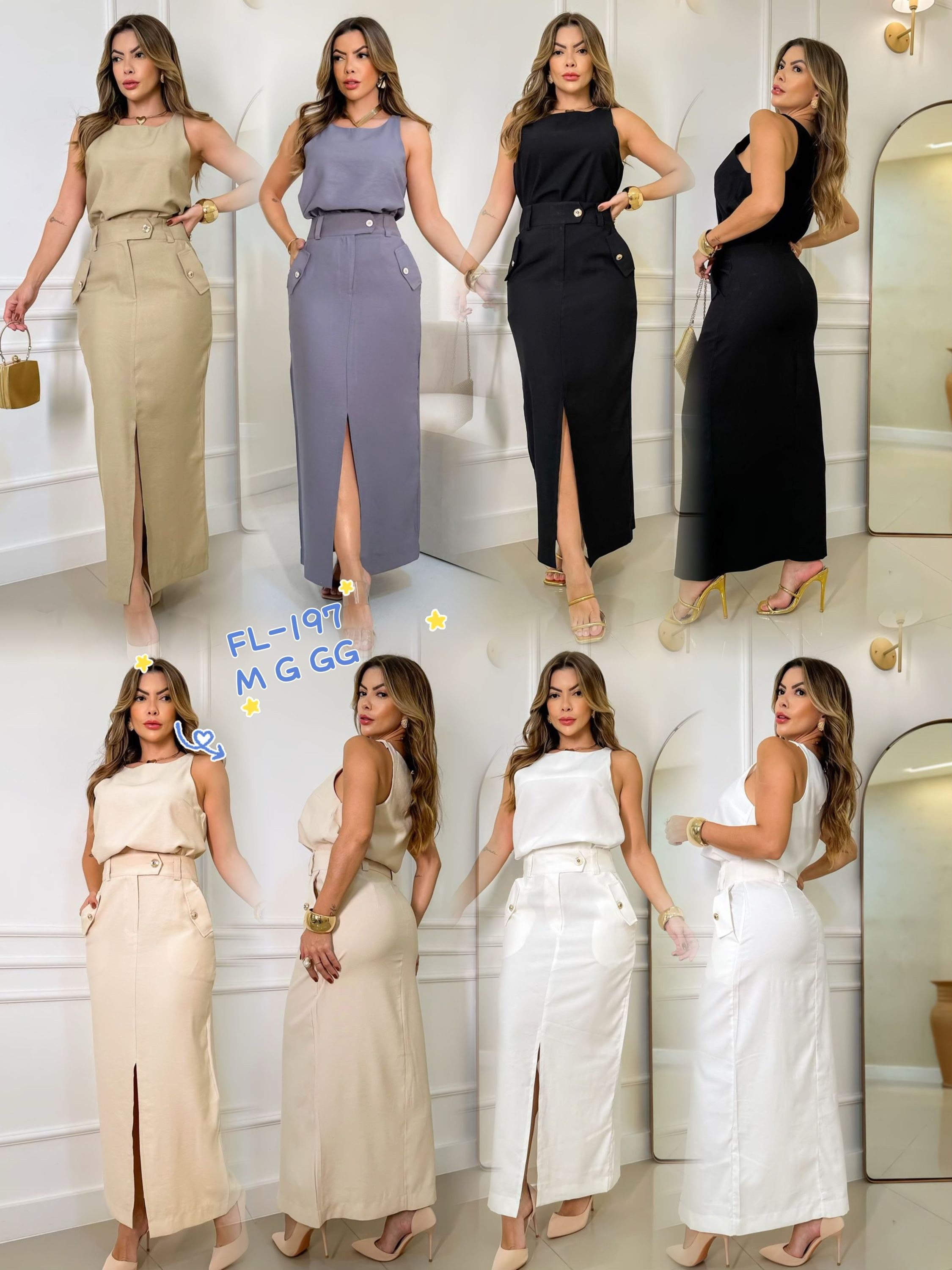 Conjunto regata com saia mídi de marrante Flora 197